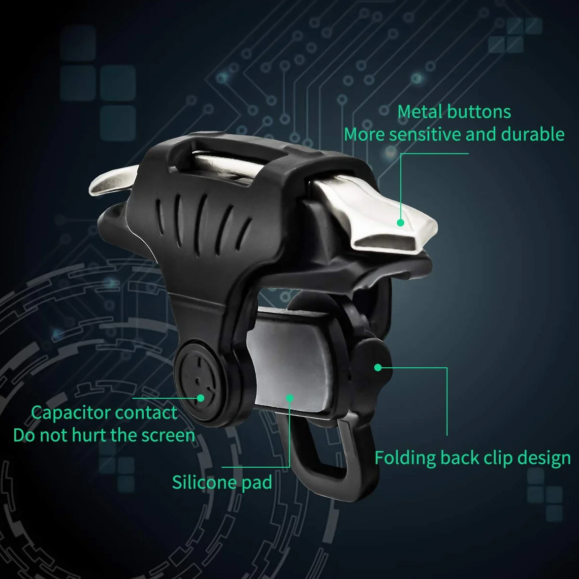 Newseego Trigger di Gioco Mobili PUBG, Controller Sensible per Smartphone L1R1 Pulsante di Gioco di Shoot&Aim Accessori di Telefono per Knives Out/PUBG/Rules of Survival per Android e iOS(1 Paio)-Nero