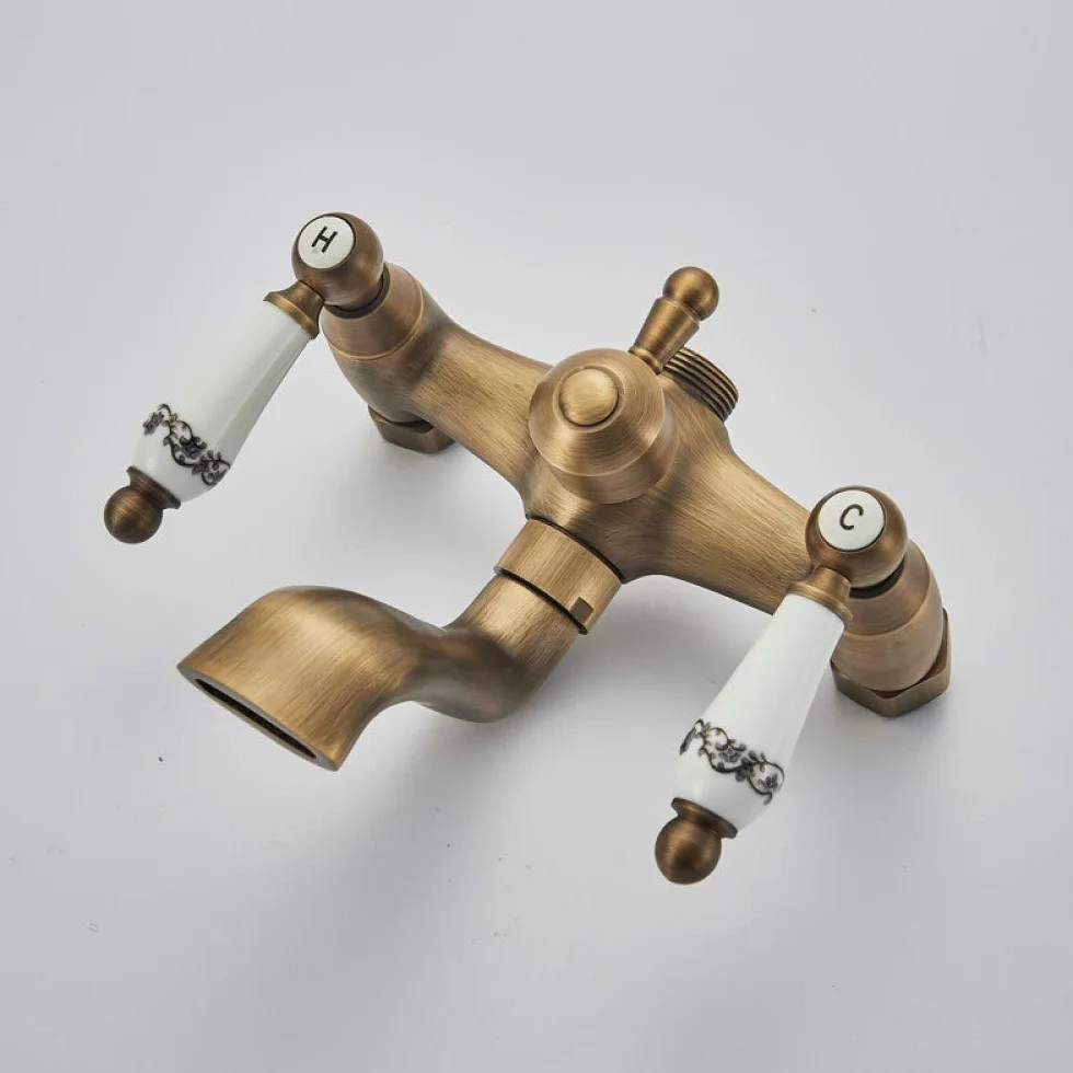 Set di rubinetti per Doccia di Lusso con Doppia Maniglia, 8 miscelatori per Bagno a Pioggia con doccetta in Colonna per Vasca da Bagno con Sistema a Parete, Rubinetto in Bronzo NER