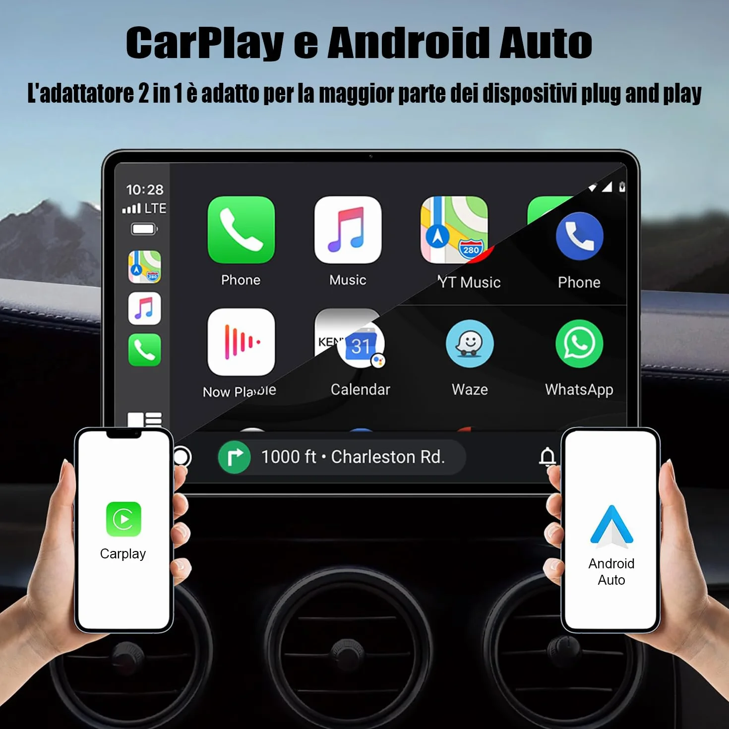 CarPlay Wireless ios & Android Auto Wireless Adattatore [2-in-1], Adattatore Converti Wired in Wireless Android Auto Wireless per Auto con Funzione Carplay o Android Auto, connessione automatica