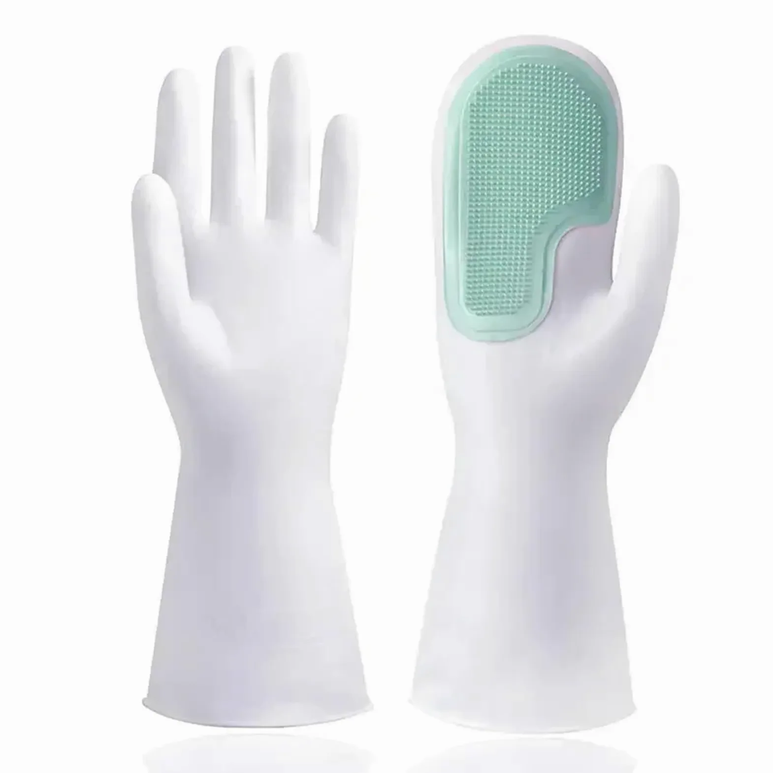 Guanto di Gomma 2 Paia di Guanti in Gomma Impermeabili Multifunzione, Guanti in Lattice, Guanti for la Pulizia della Cucina, lavori Domestici, Lavaggio dei Piatti, Guanti riutilizzabili(Green)