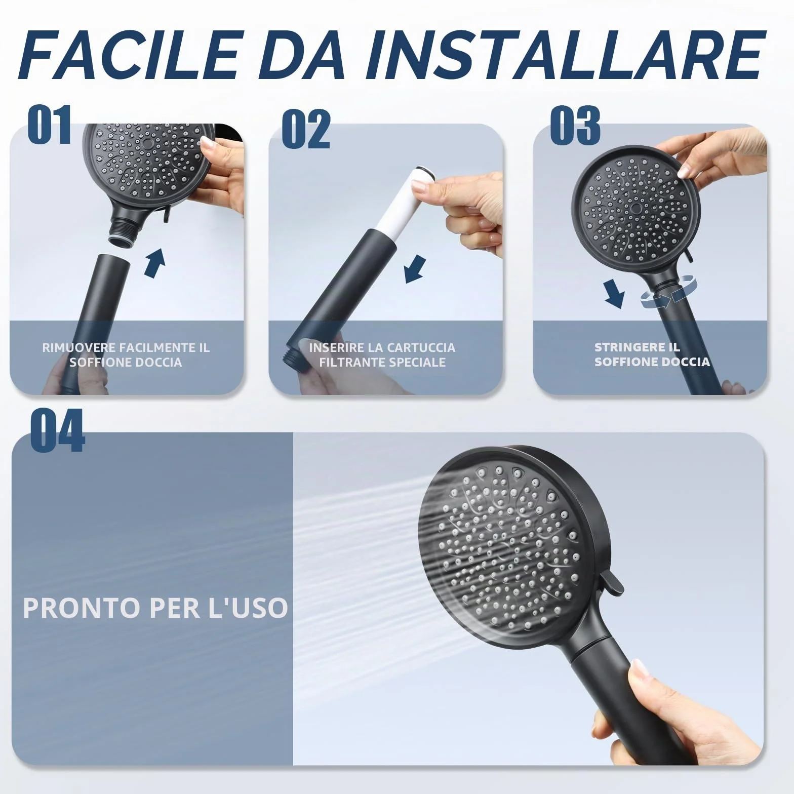 Filtri di ricambio compatibili con soffione doccia Cobbe: eliminano il cloro e le impurità per una pelle e capelli in migliore salute (Set di 4)