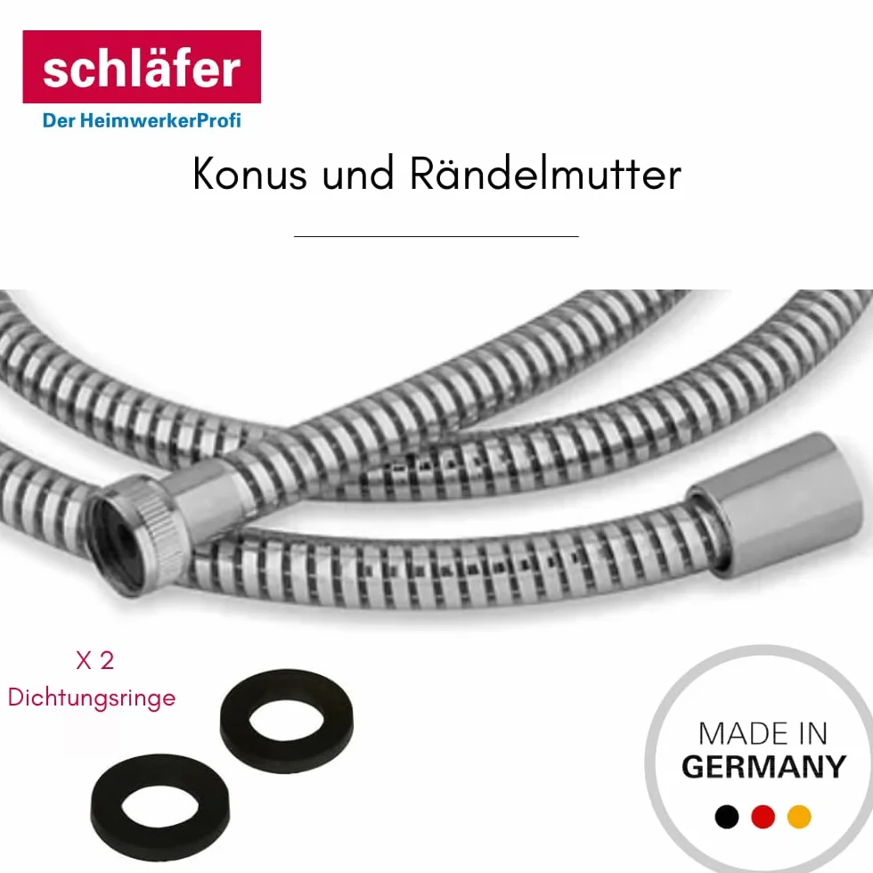 Schläfer 807690 | Flessibile Doccia 2,00 metri Connessione Universale G 1/2" Tubo Flessibile Doccia 200 cm in Plastica, Flessibile Metaflex Argento, Tubo Spiro-Flex, Ottima Resistenza Antipiega