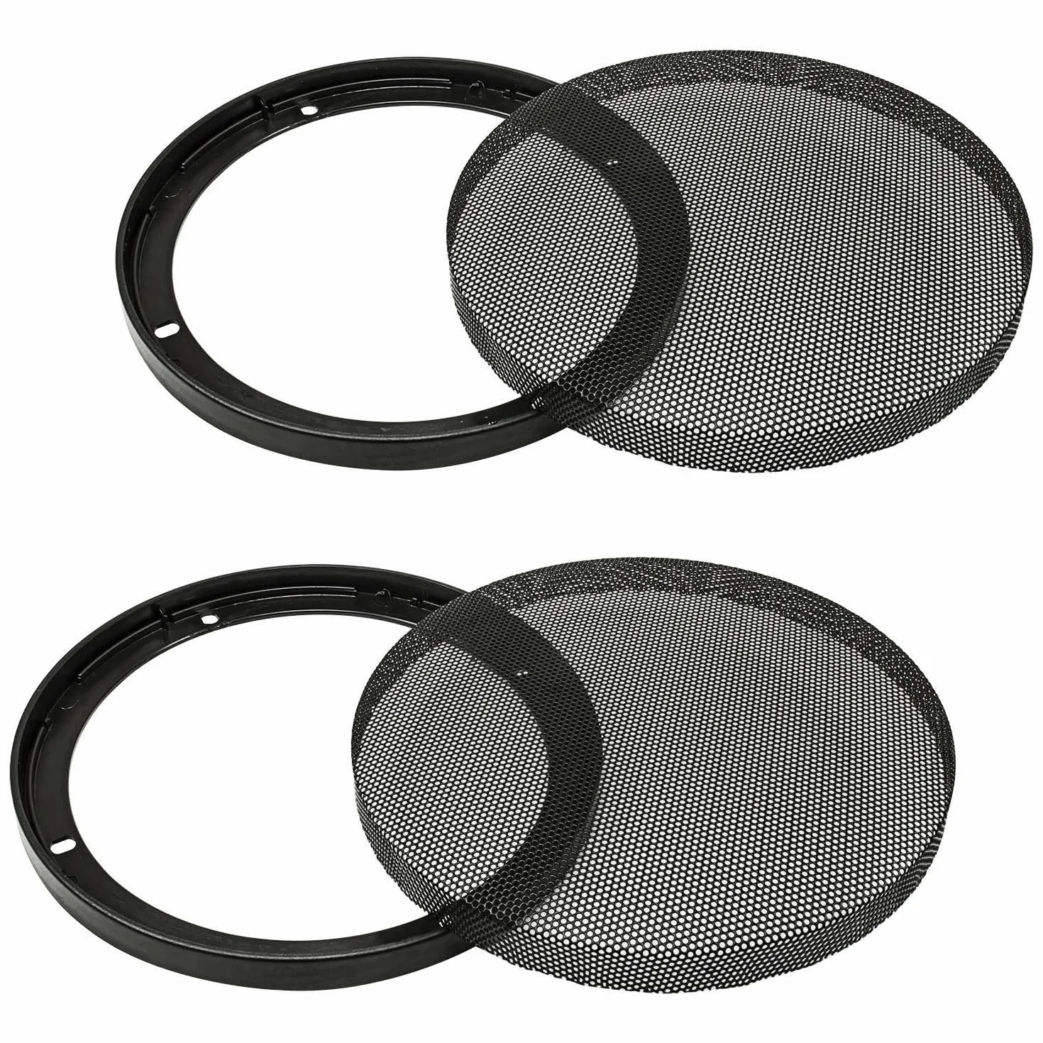 tomzz Audio 2800-002 Griglia dell'altoparlante per altoparlante 165mm DIN anello di plastica nero in 2 pezzi con set di griglie in metallo