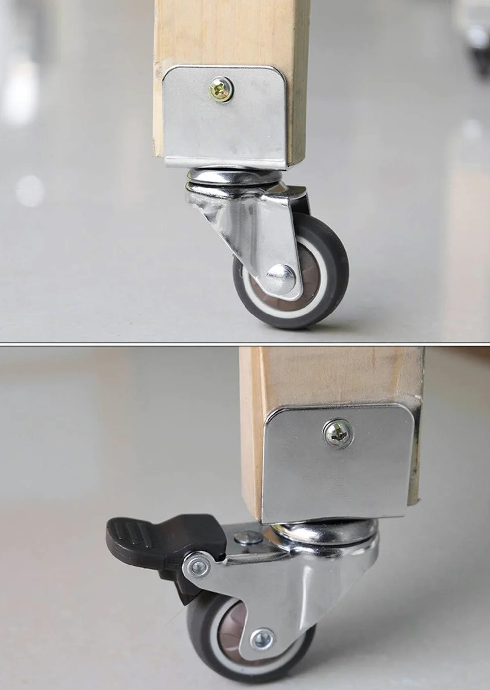 2-Pollice Gomma Ruote girevoli con U-Shaped Staffa per Culla Mobili - Set da 4 con Freni(4freno,20mm/0.8in)