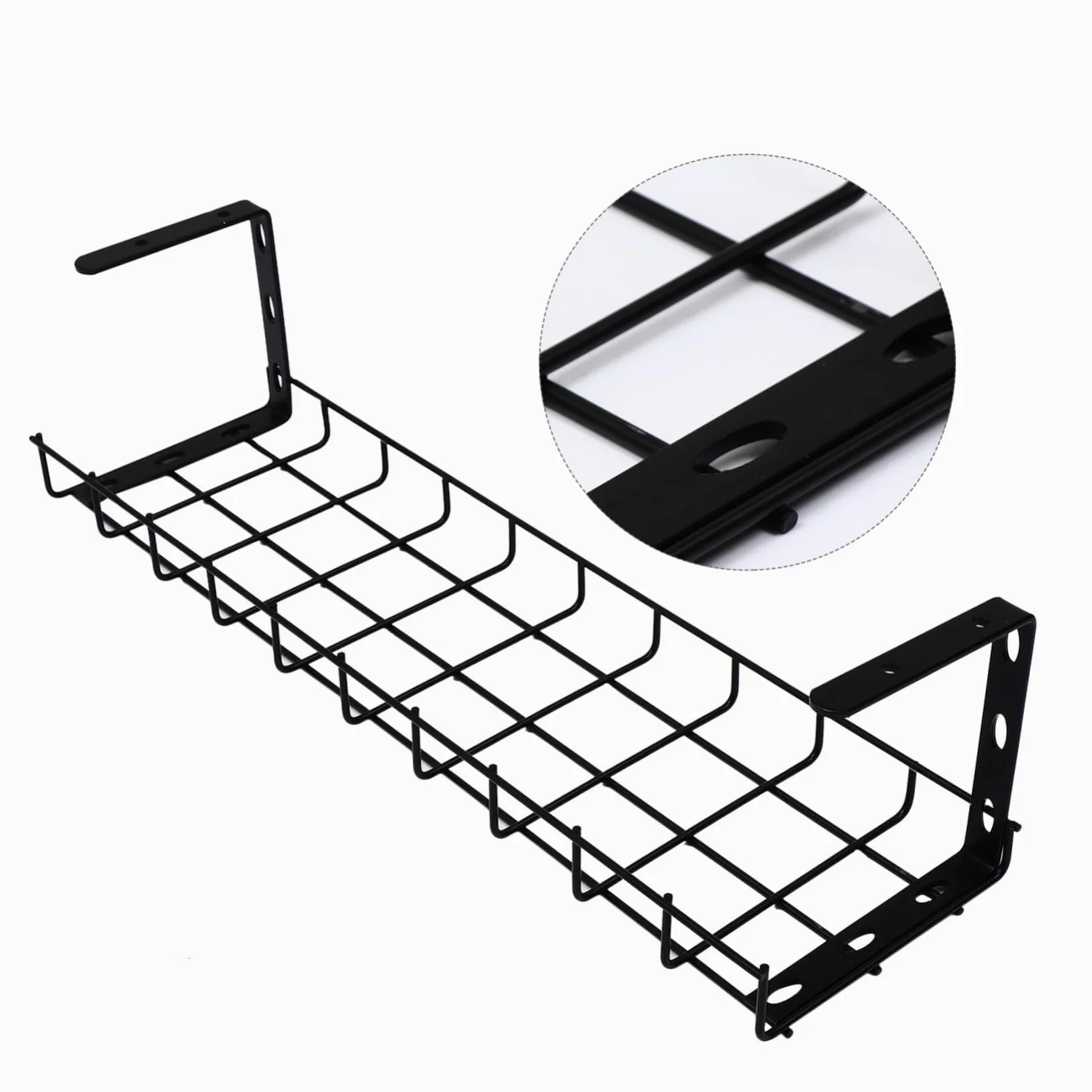 Holibanna 1pezzi Canalina Passacavi Sotto Scrivania Vassoio Organizzatore Ferro Per Elettrici Salvaspazio Per Elettrici e Porta Multipresa Design e Per e Casa Nero
