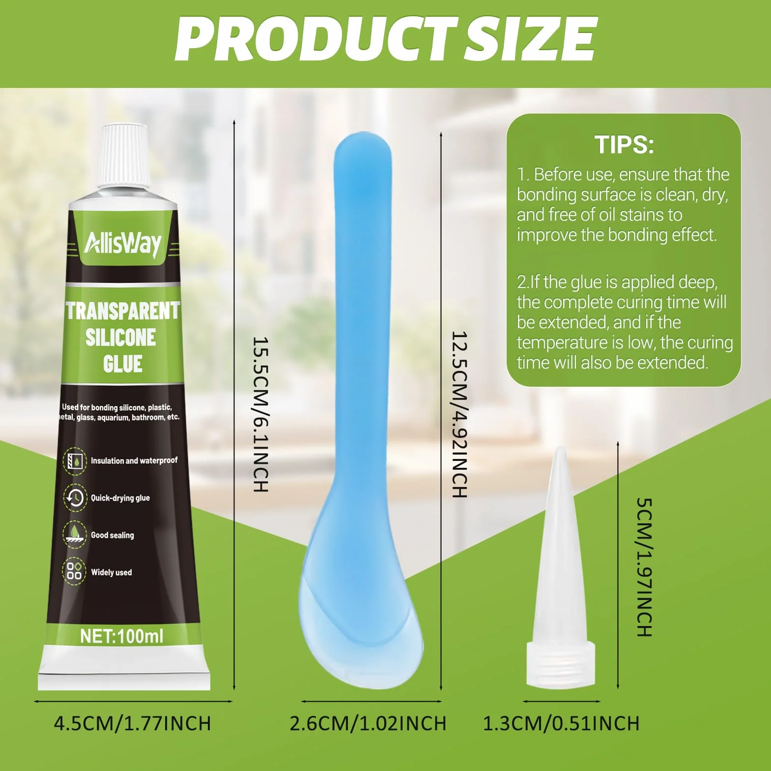 Sigillante Silicone Trasparente Impermeabile 100 Ml per Vetro Metallo Ceramica Plastica