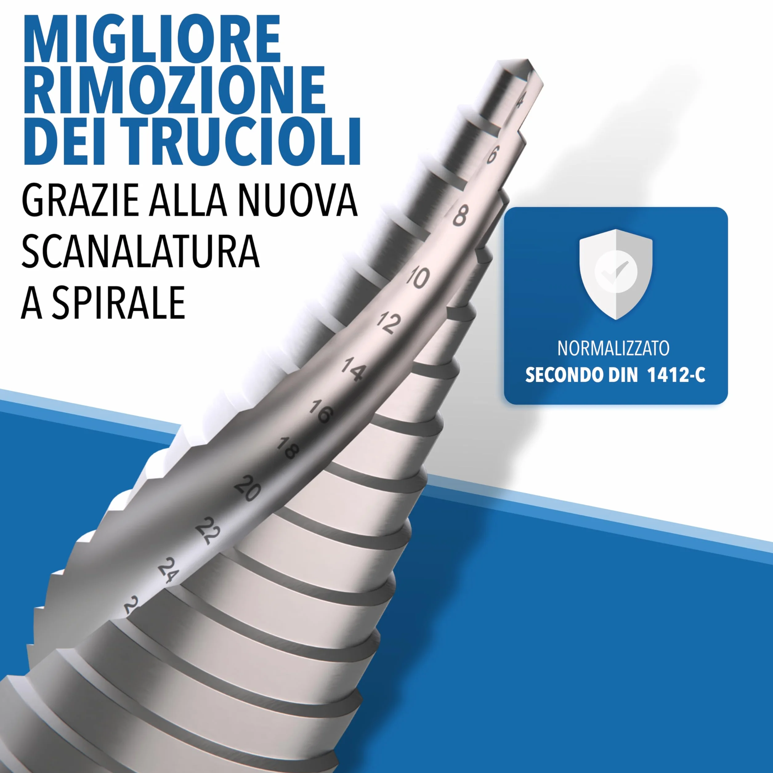 Trapano a gradini HSS acciaio 4-32 mm 15 gradini punta conica per metallo
