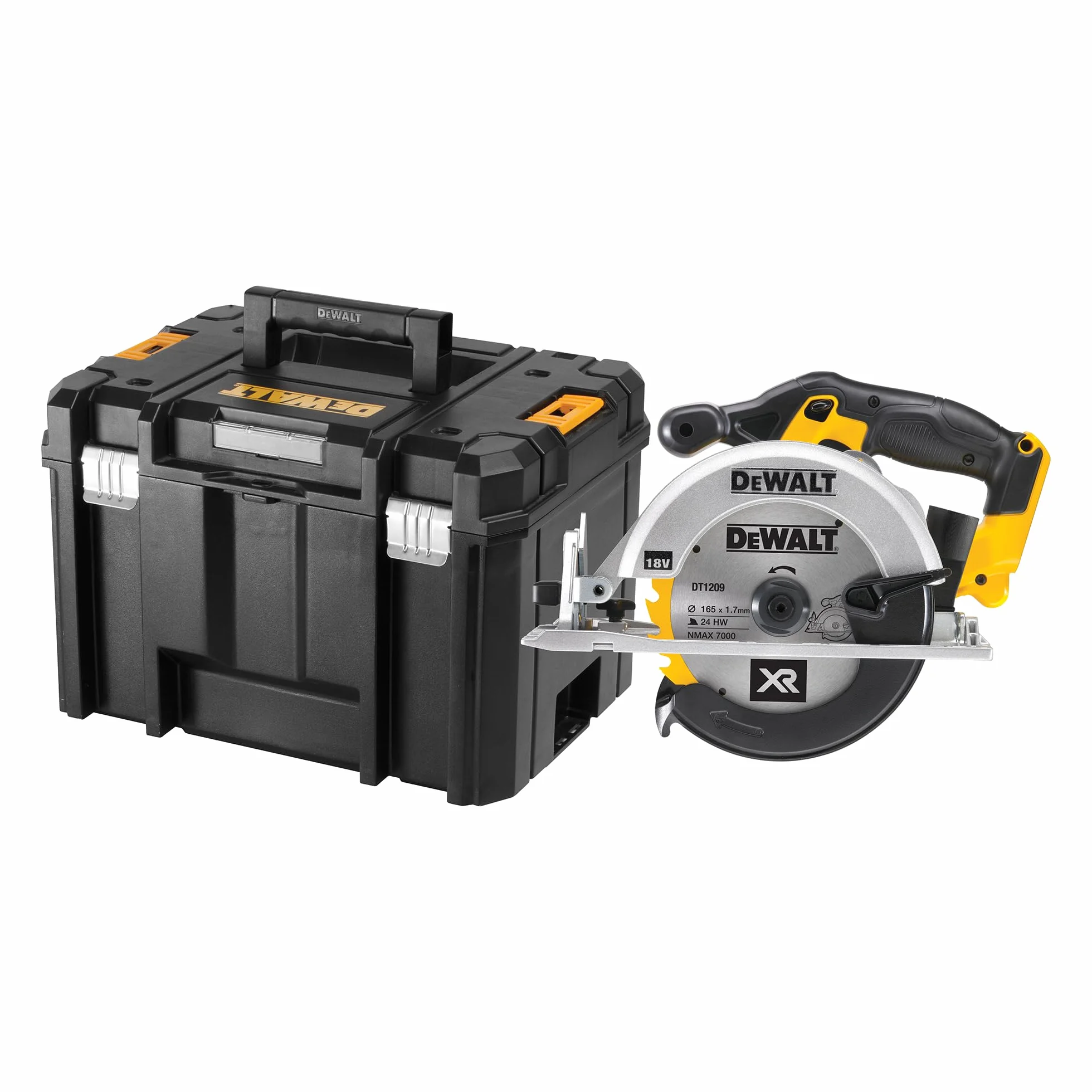 DEWALT Sega circolare 165mm a batteria XR, in valigetta TSTAK senza batteria e caricabatterie, 18V, DCS391NT-XJ