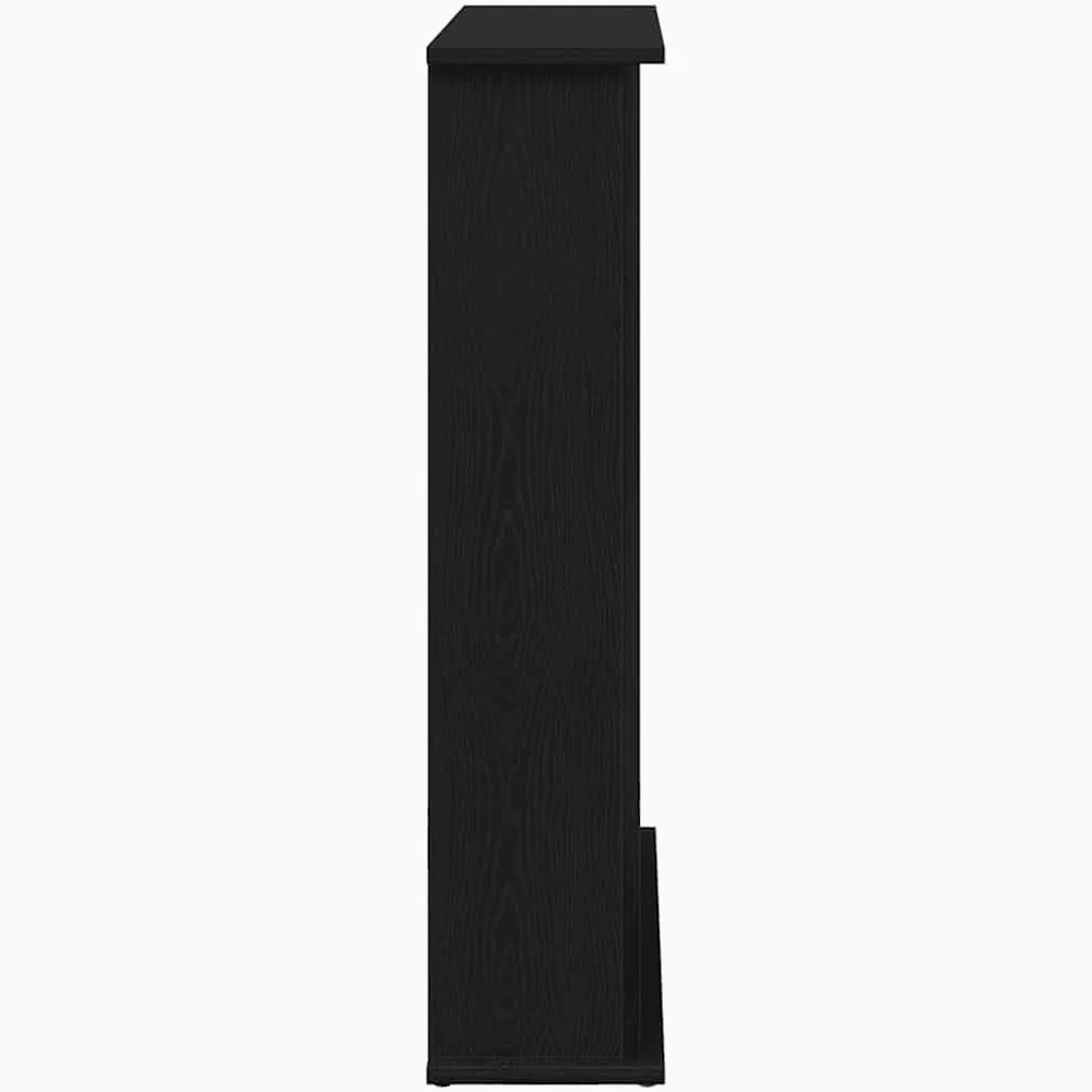 Cornice per caminetto, effetto rovere nero, in legno, 75 x 20 x 87,5 cm, ripiano per fiamme LED, cornice decorativa per camino per soggiorno, facile da pulire e stabile