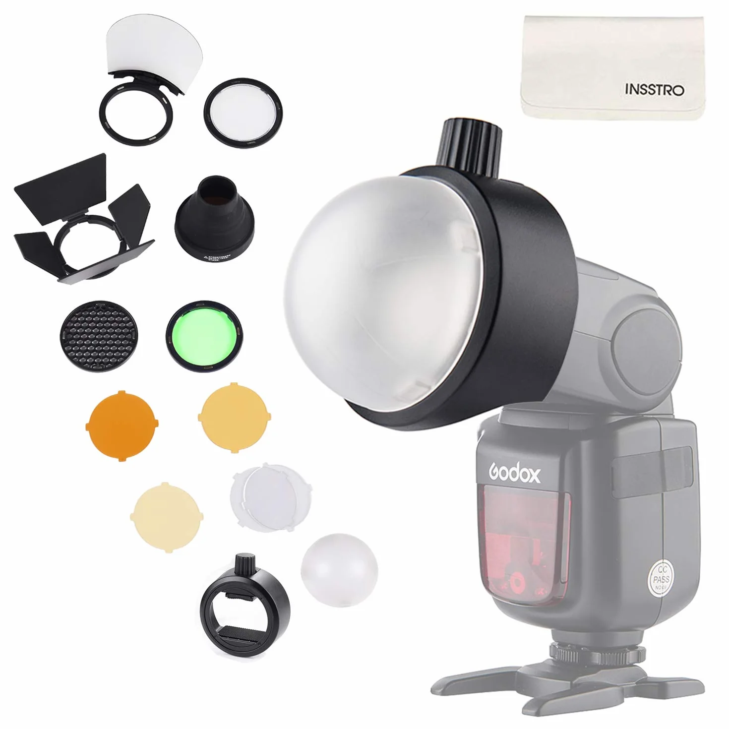 Godox Kit S-R1 e AK-R1 Flash Diffusore Light Softbox Speedlite Flash Accessori con supporto universale Adpater per Canon, per Nikon, per Sony Speedlight
