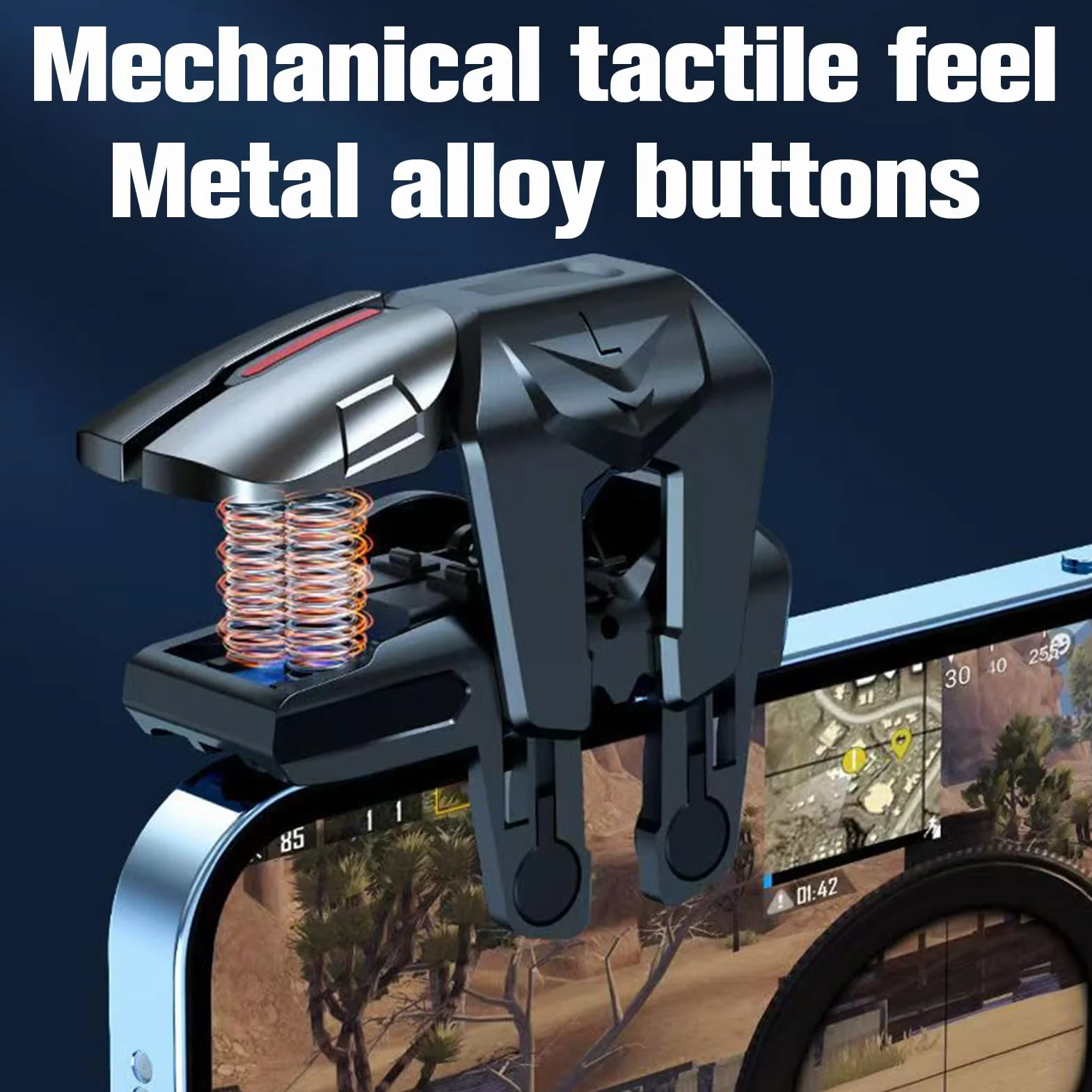 Fllyvly Controller di Gioco Mobile con 6 Dita, Joystick Triggers L1R1 L2R2 per PUBG, COD, Compatibile con Smartphone Android e iPhone, Massima Precisione e Protezione del Telefono