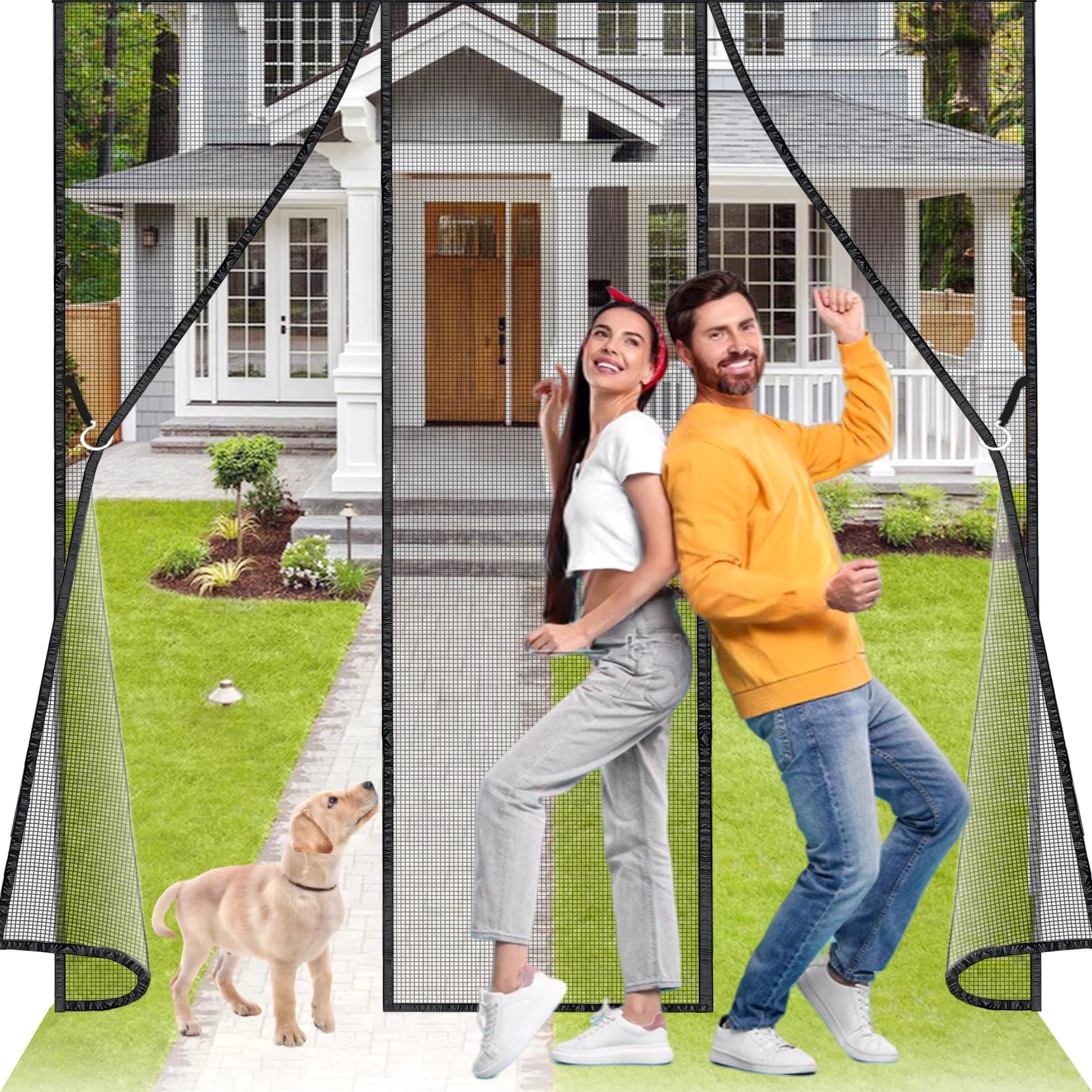 Zanzariera Magnetica per Doppia Porta, 280x215 cm Tenda Magnetica Zanzariera Doppia Portas, Nessun Attrezzo Richiesto, Facile da Installare, Adatto a Bambini e Animali Domestici Nero