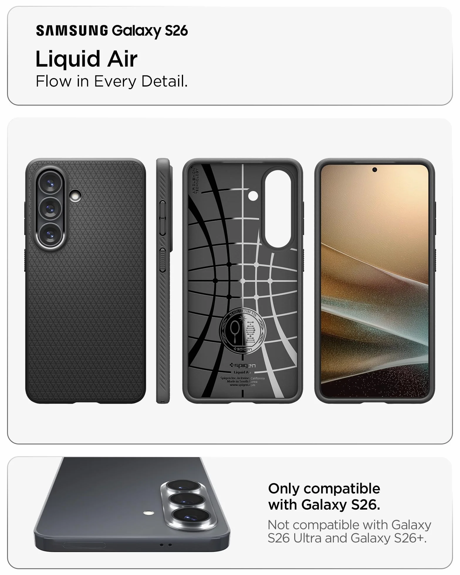 Spigen Cover Liquid Air Compatibile con Samsung Galaxy S26 - Nero Opaco