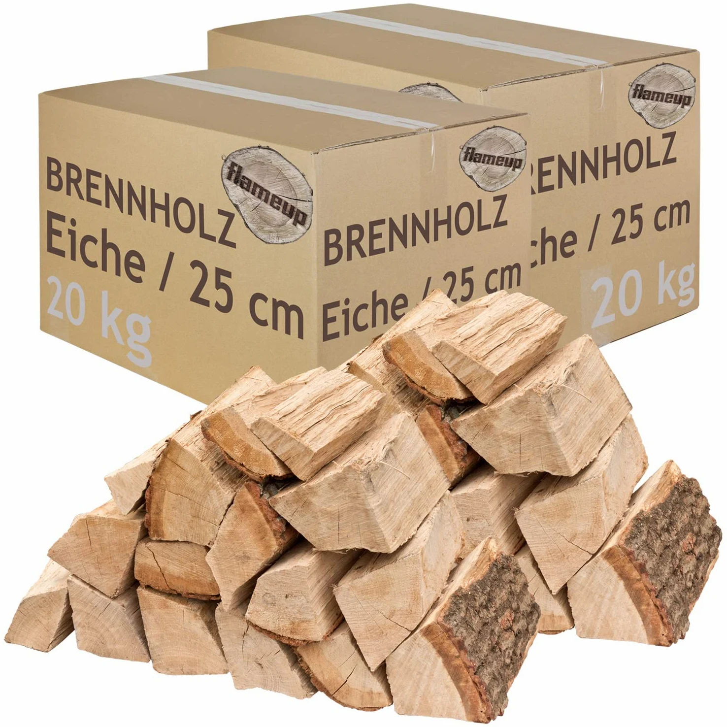 Legna da Ardere 40 kg Per Stufa e Camino Braciere Griglia Cestello per il Fuoco Ceppi 25 cm quercia flameup