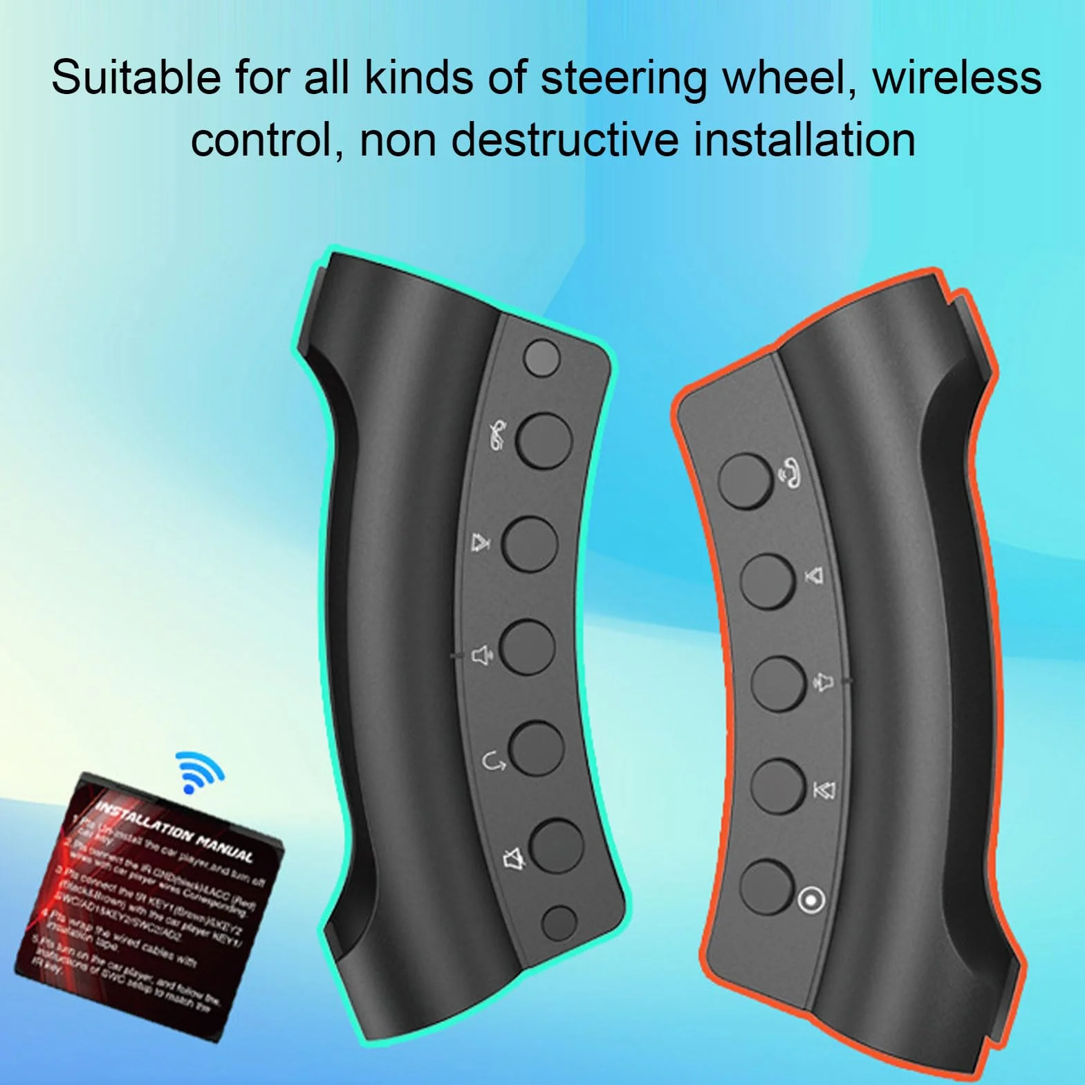 Telecomando Al Volante, Pulsanti Sul Volante di Controllo Wireless 10 Tasti Controller per Lettore DVD GPS per Autoradio Universale Multifunzionale
