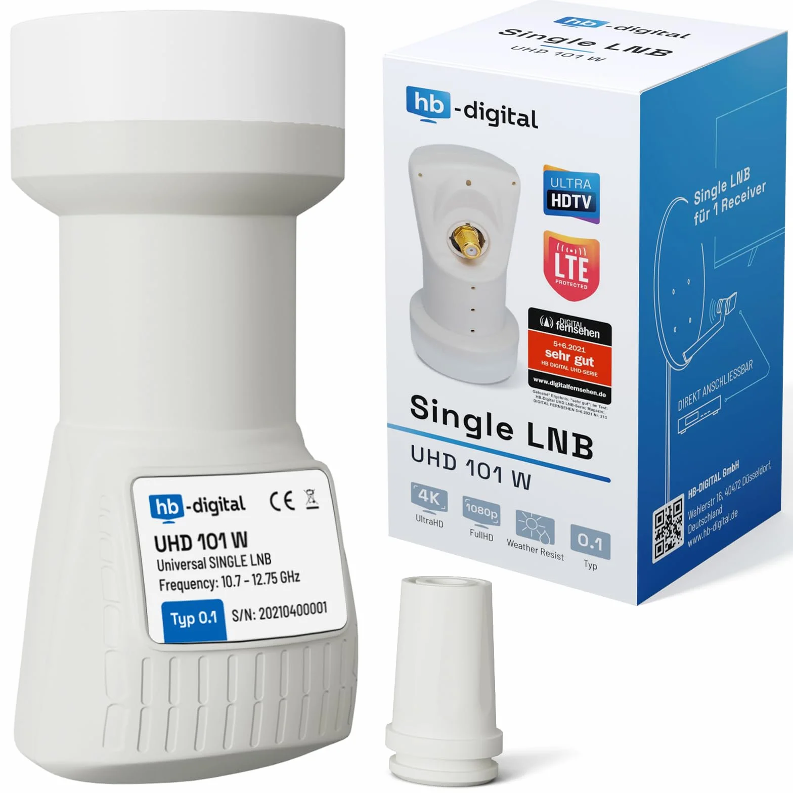 HB DIGITAL - Impianto mini satellitare, 40 cm, parabola + treppiedi da campeggio (opzionale) + Opticum LNB 0,1 + cavo da 10m