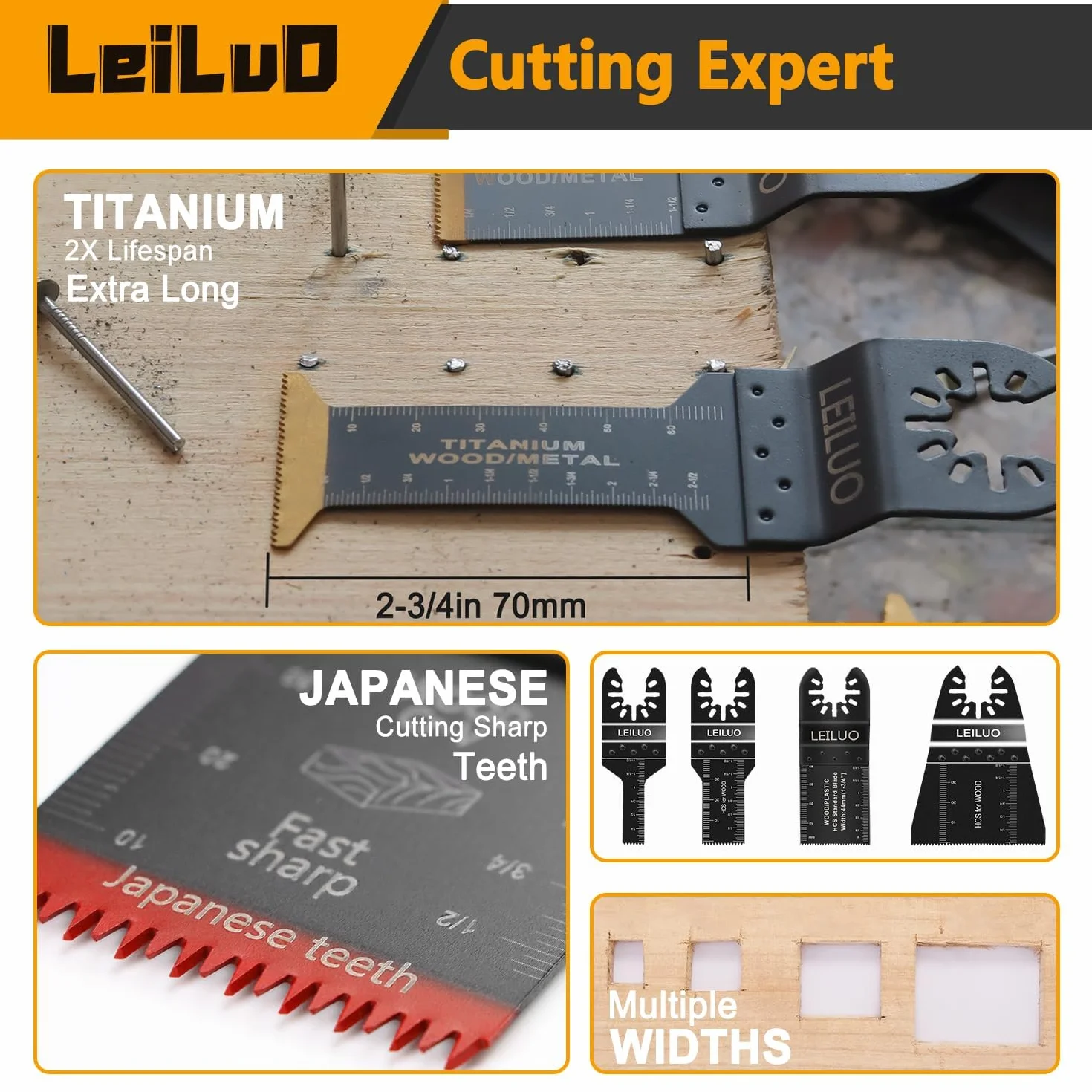 LEILUO 116-pezzi Set lame per utensili multiuso, custodia, compatibile Einhell Makita DTM51Z Dremel Parkside
