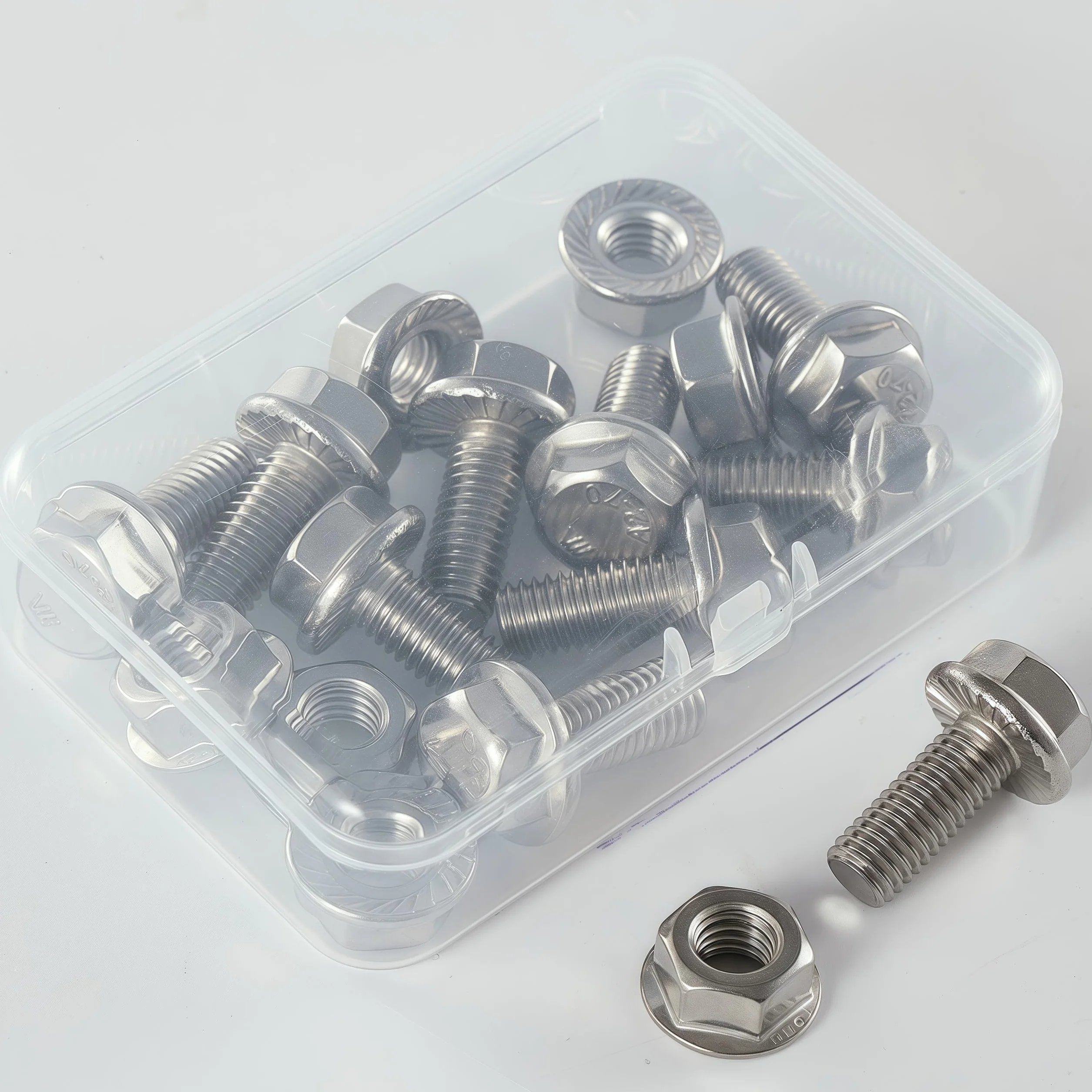 Set bulloni dadi flangia M10 1,5x25 mm acciaio inox 304 A2-70 autobloccanti