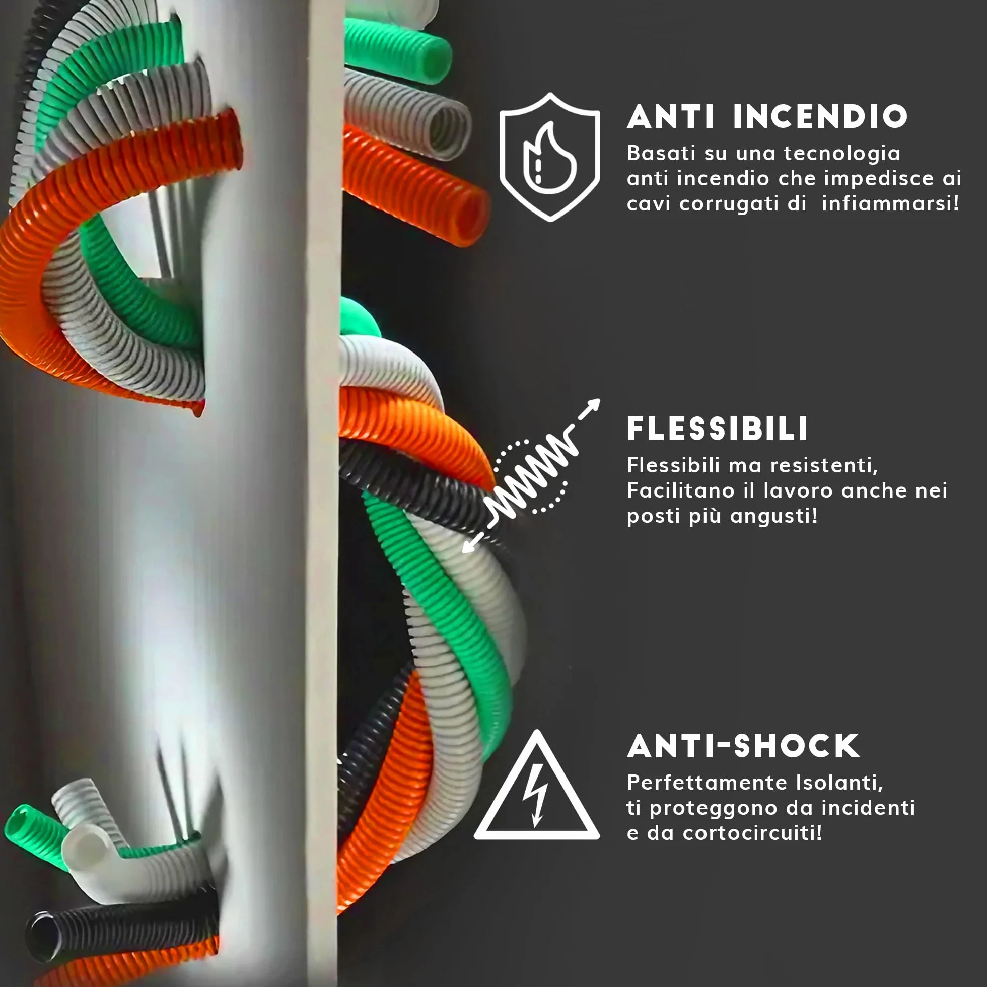 Tubo Corrugato 25 Metri DN 32 Matassa Guaina Flessibile Protettivo Cavi Elettricista