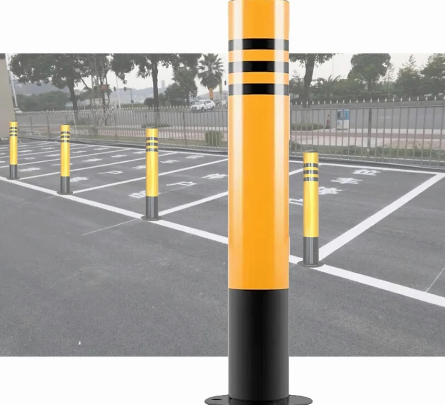 Paletto di delimitazione C1, segnale di attenzione per vialetto, coni per delimitare parcheggi, dissuasore di sicurezza stradale in acciaio ad alta resistenza (1 confezione da 100 cm/39,3 pollici)