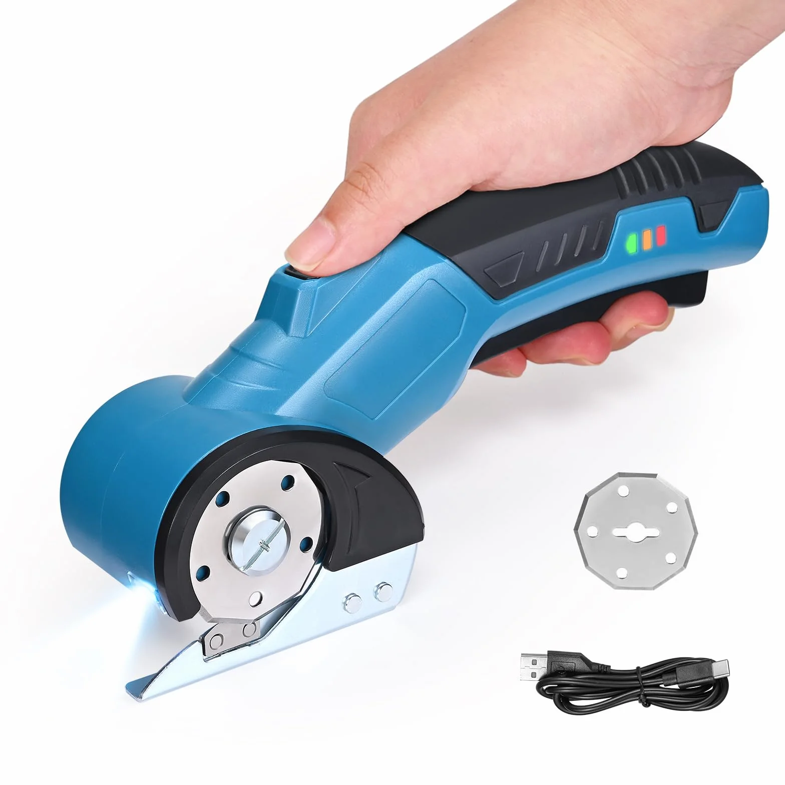 Forbici Elettriche Ricaricabili 320RPM 1500mAh Taglia Cartone Tessuti Pelle 8mm