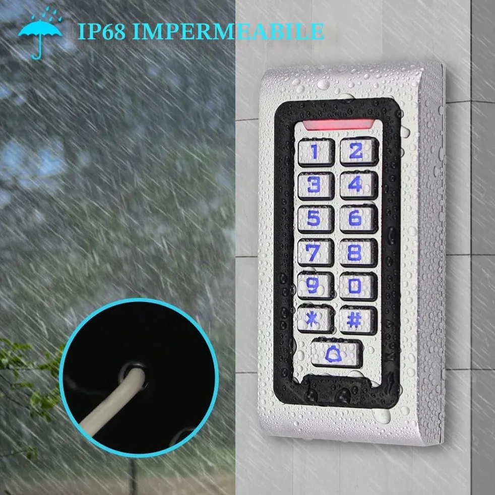 IP68 Kit del Sistema di Controllo di Accesso Della Porta Impermeabile Tastiera RFID Metallo 125KHz WG26 + Serratura Magnetica Elettrica 180KG + Schede Chiave 10PCS