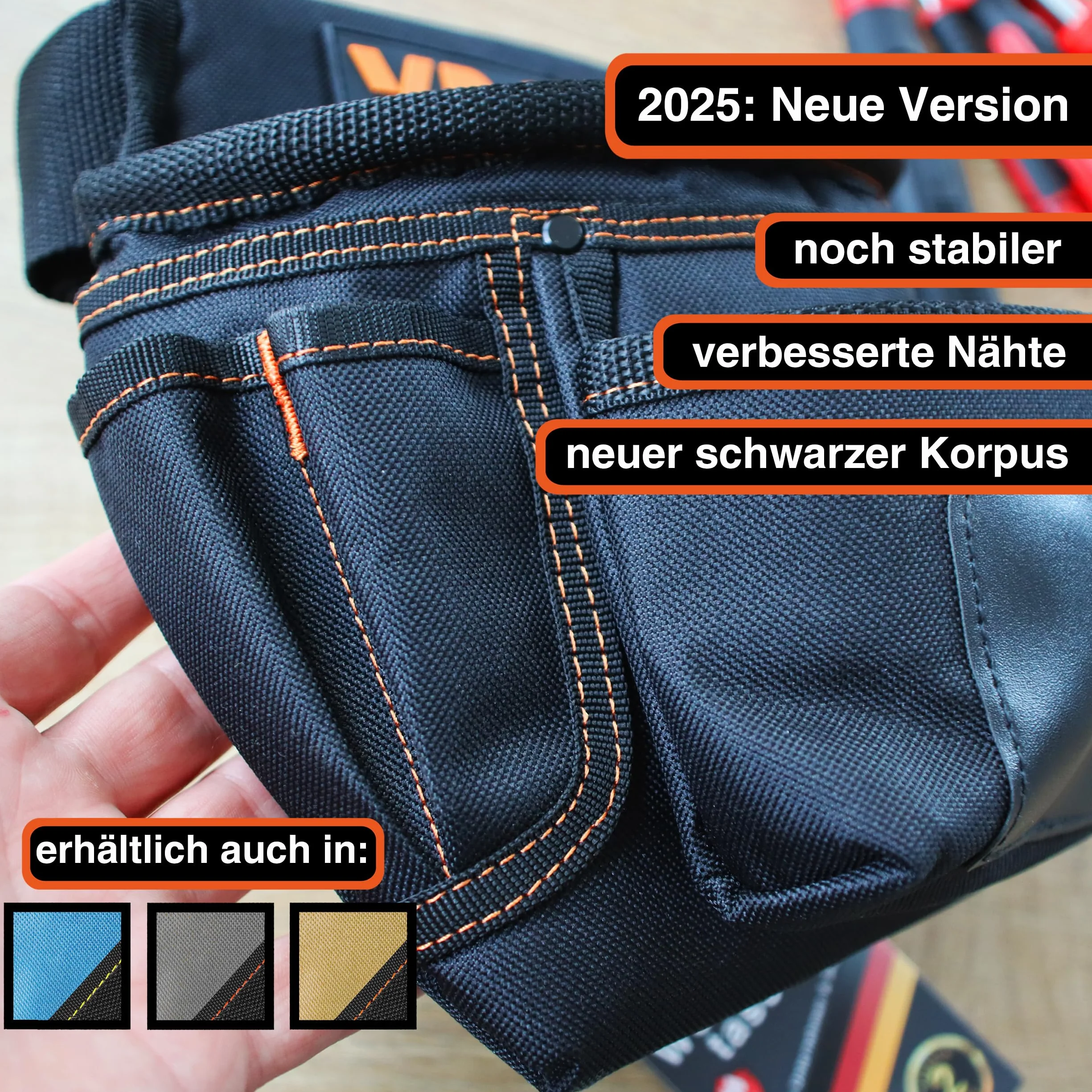 YPC Presto Tool - Marsupio XL per attrezzi, cintura da lavoro, impermeabile, con passante per martello, cintura in nylon antistrappo, 12 tasche, nero, 27 x 21 x 13 cm, portata 5 kg