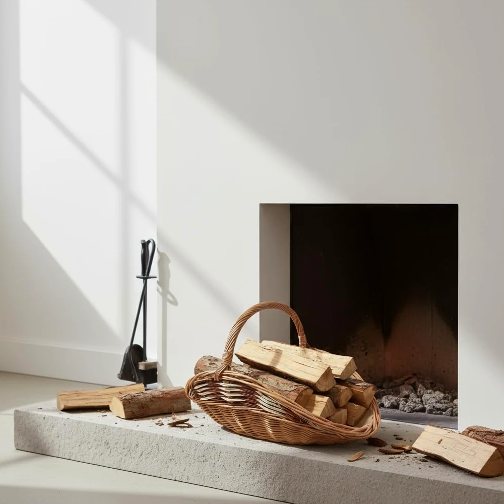 Cesto per Legna da Ardere in Vimini Con Iuta, 60 x 34 cm, Cestino per Legna