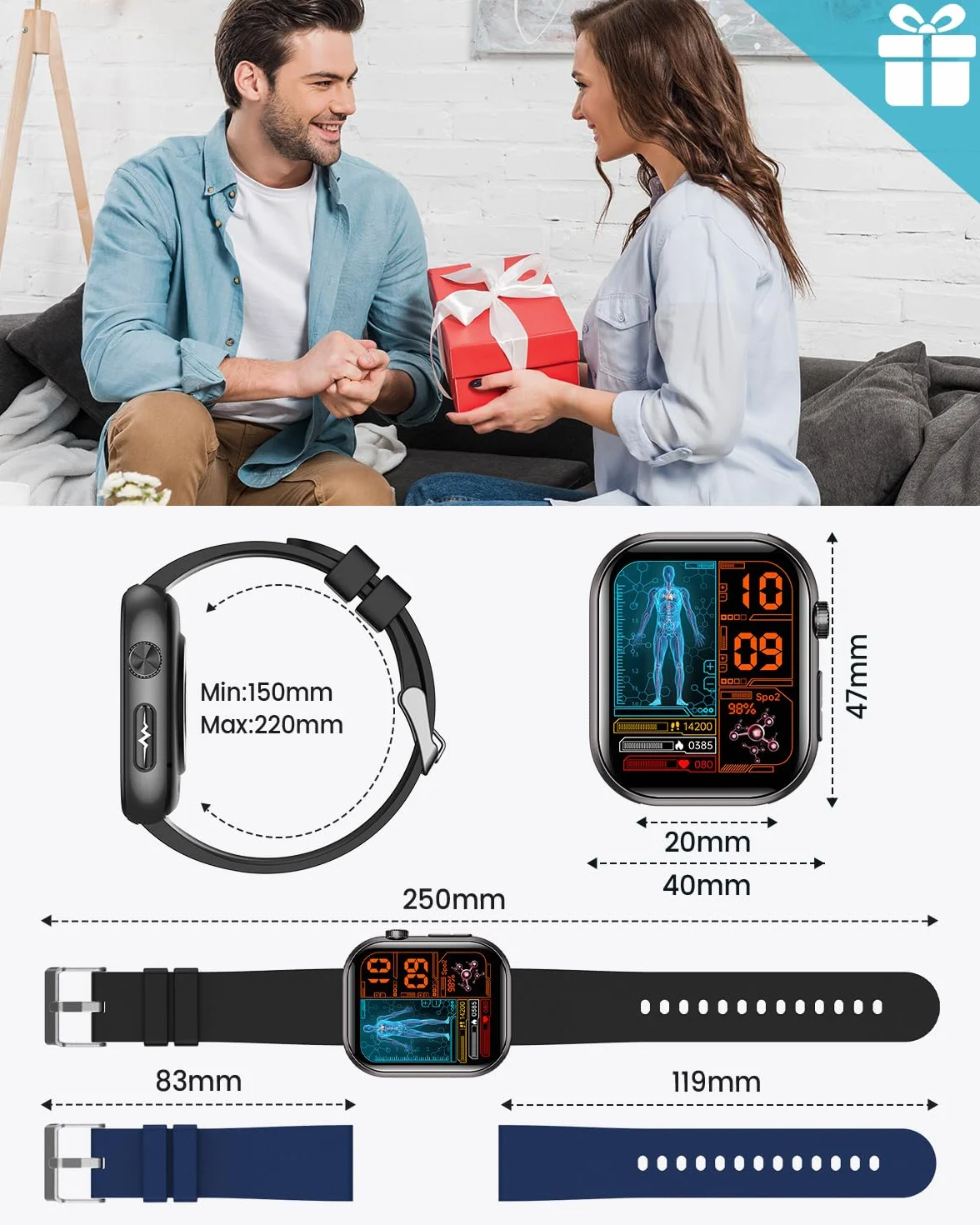 2026 Nuovo Smartwatch Uomo con ECG, HRV, 𝐆li𝐜𝐞m𝐢𝐚, Pressione Sanguigna, 1,97" AMOLED Salute Orologio Fitness con Monitoraggio 24H Cardiofrequenzimetro, SpO2, Sonno, BMI, Temperatura, iOS Android