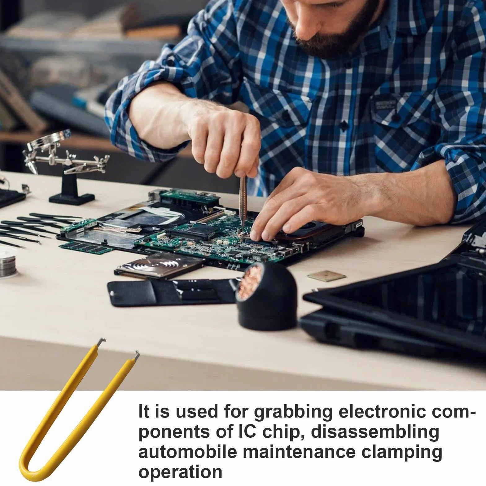 Pinze a clip antistatiche per rimozione chip IC, estrattore a U in acciaio inossidabile, strumento estrazione trucioli