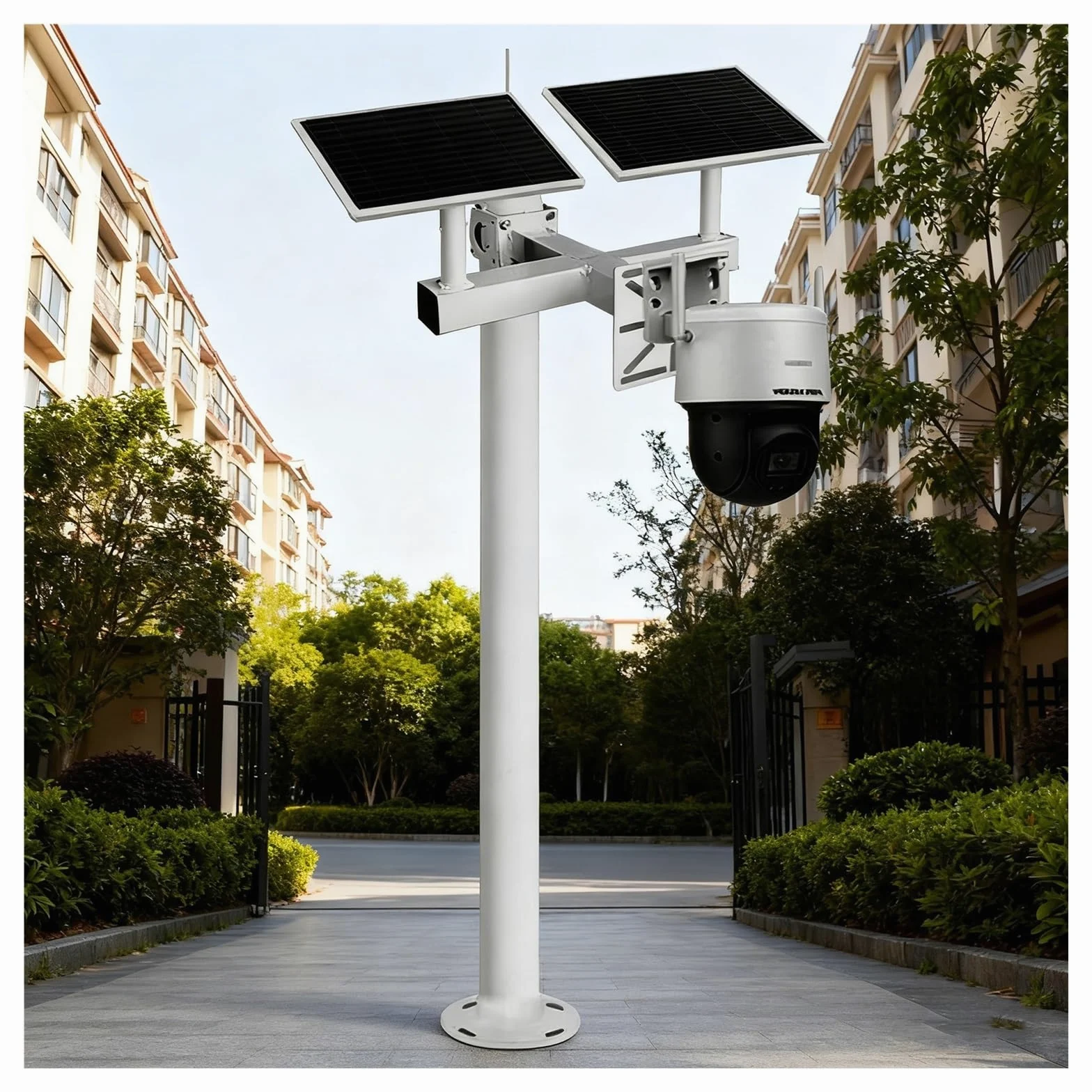 staffa per telecamera esterna Pali universali per telecamere di sicurezza per montaggio su palo di sorveglianza segmentato esterno, colonna portante per CCTV per vialetti(Double,Height 4m/13 ft)