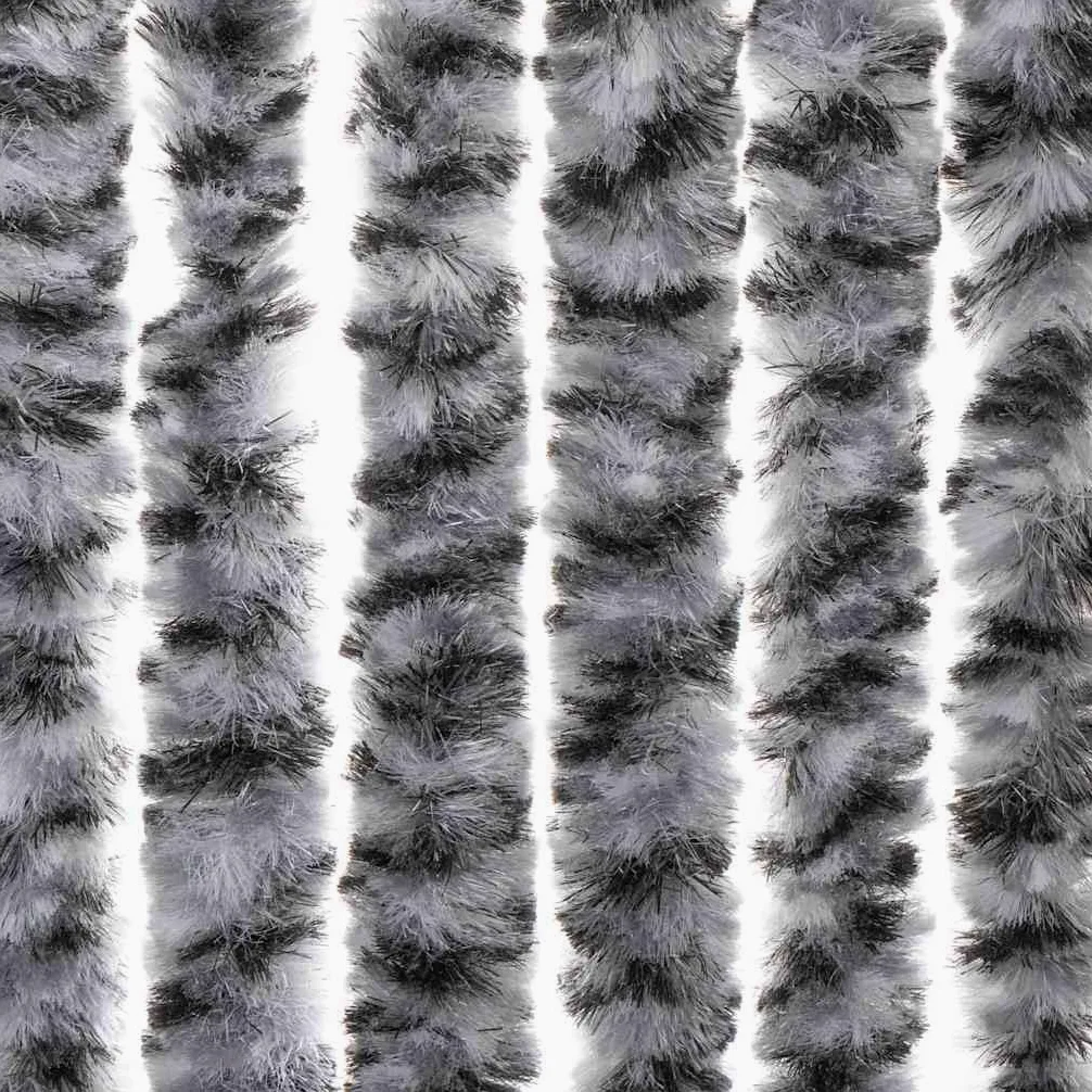 Zanzariera per porta, in ciniglia, grigio, nero, bianco, 56 x 200 cm, per casa, roulotte, camper, silenziosa, rimovibile, con ganci