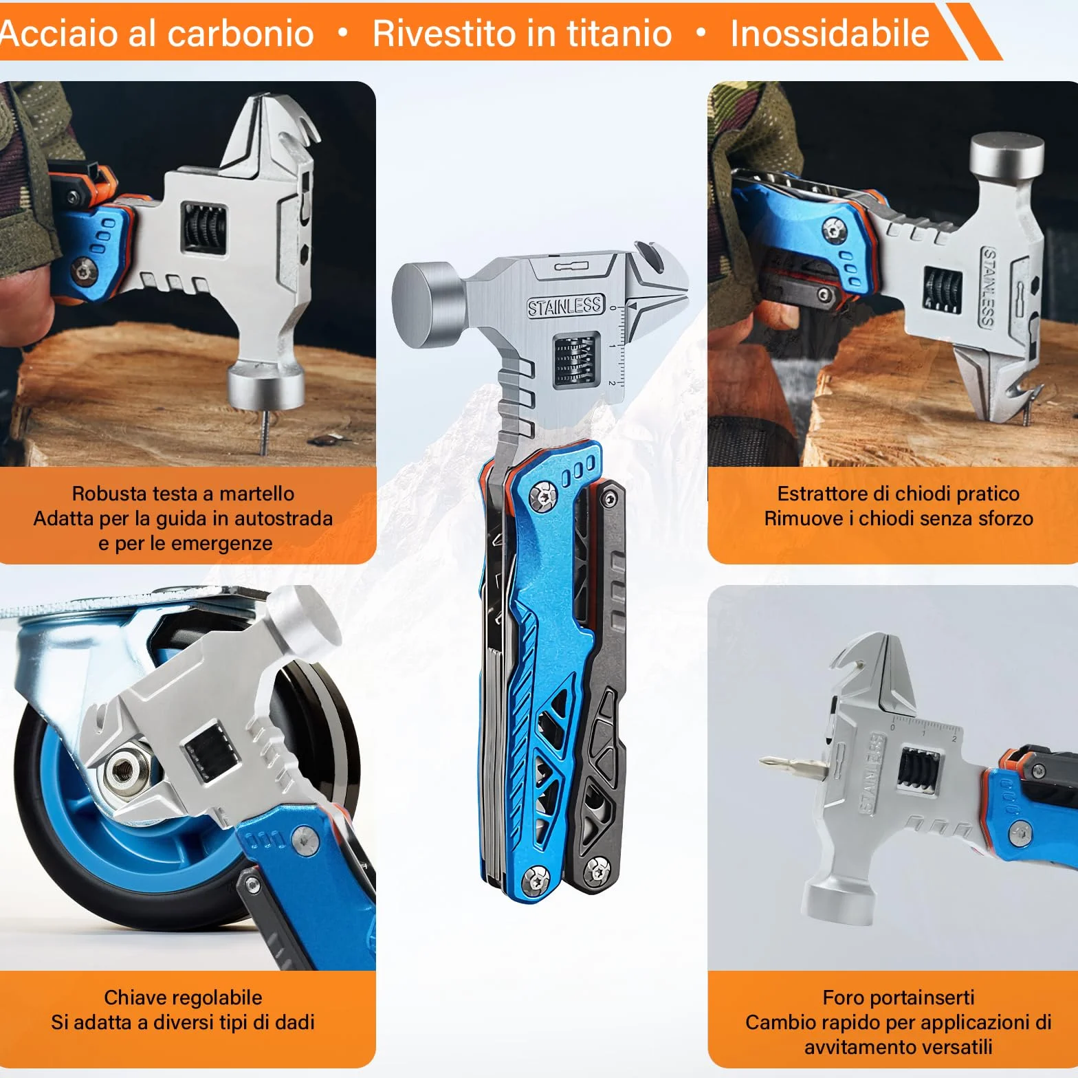Pinza Multiuso, Coltello Multiuso in Acciaio Inossidabile, Pinza Multifunzione in Coltellino Svizzero con Apribottiglie, Cacciavite, Attrezzi EDC, Ideale per il Campeggio, Riparazioni