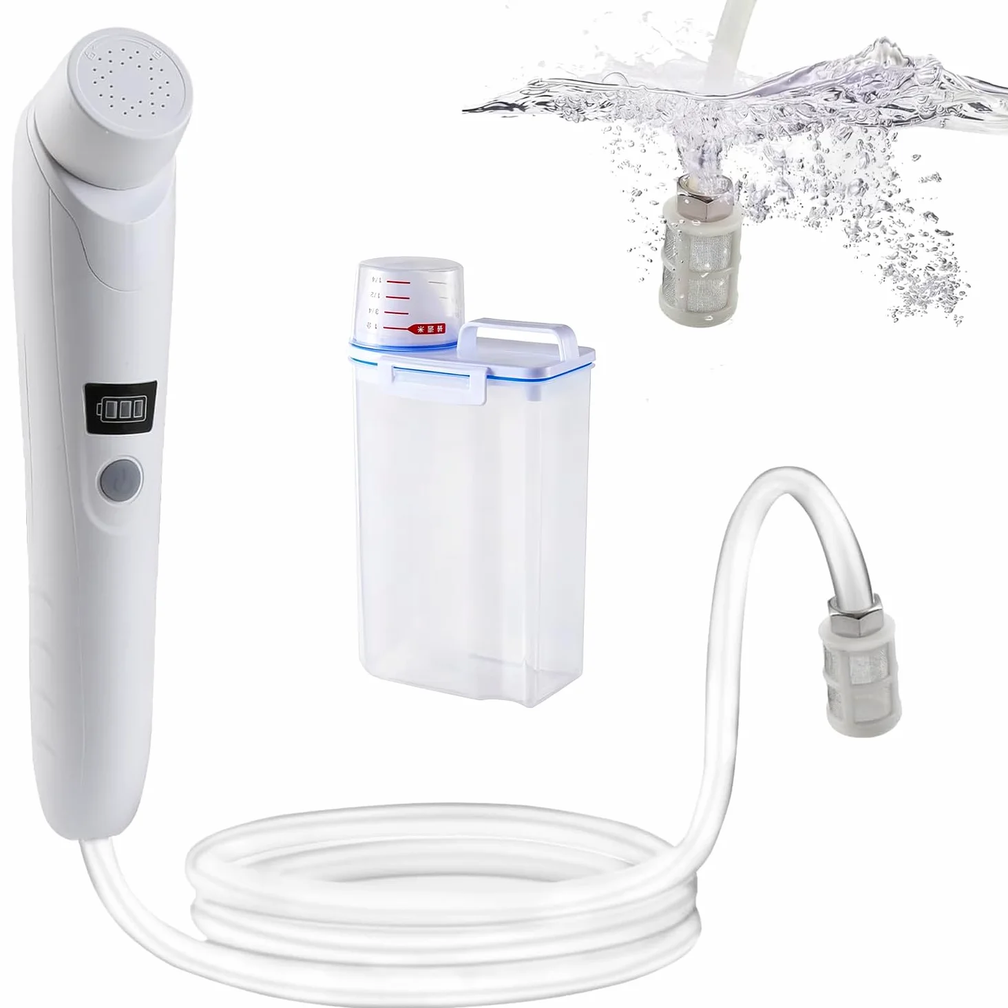 Bidet elettrico portatile da viaggio, per doccia intima, letto settimanale e escursioni all'aperto, per donne, uomini e bambini (bianco con serbatoio dell'acqua)