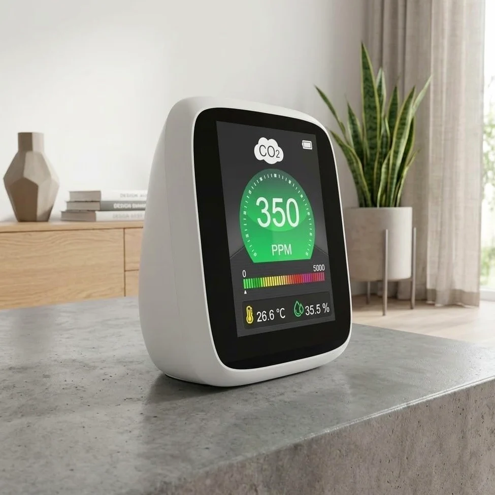 Rilevatore portatile della qualità dell'aria con tecnologia avanzata Ndir per misurare istantaneamente i livelli di temperatura e umidità con interruttore di allarme manuale per viaggi di lavoro