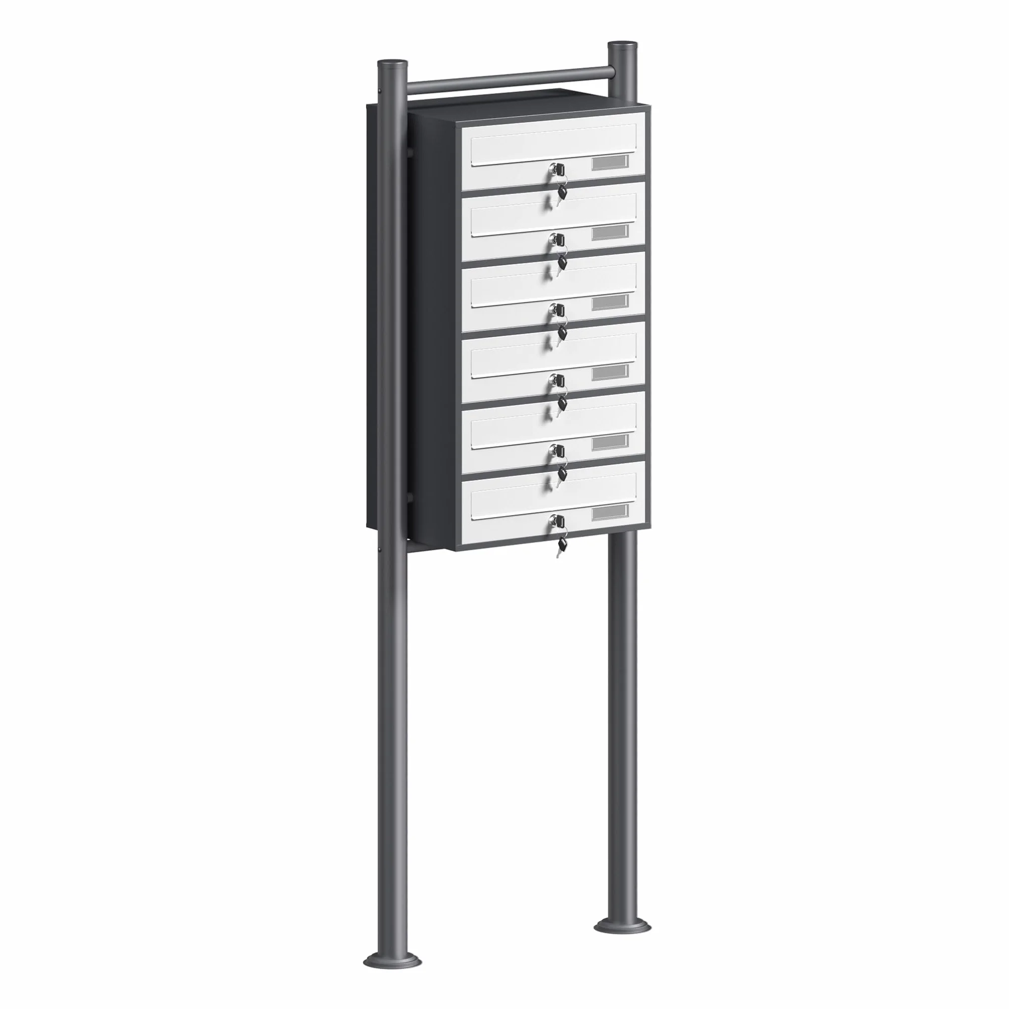 Wiltec Cassetta postale condominiale autoportante 6 posti antracite/bianco 513 x 270 x 1500 mm