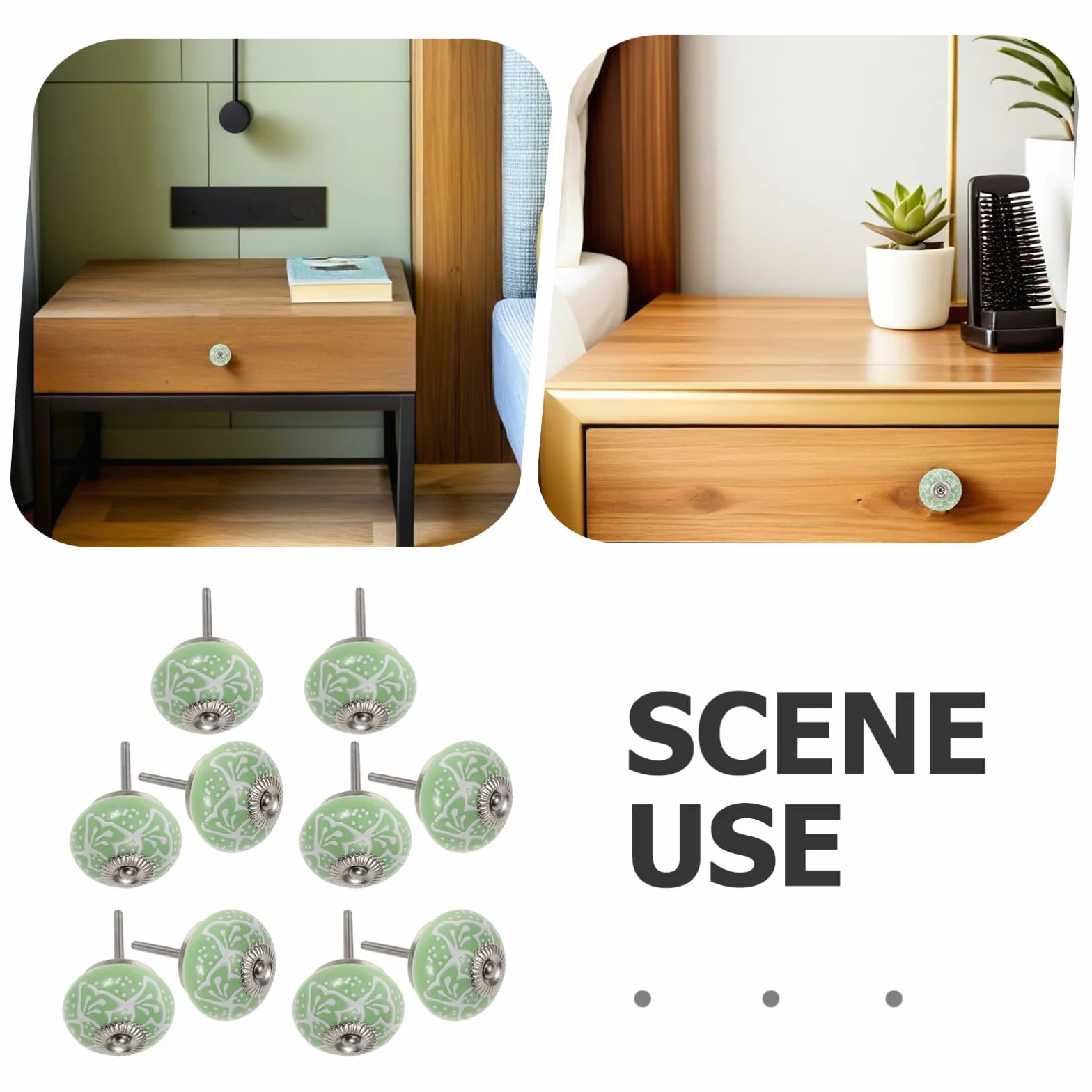 LIFKOME 10 Pezzi Set da 10 Pomelli Rotondi in Ceramica Verde per Mobili, Manopole Decorative per Cassetti, Armadi e Cassettiere, con Viti Incluse, per Cucina e Arredamento Casa