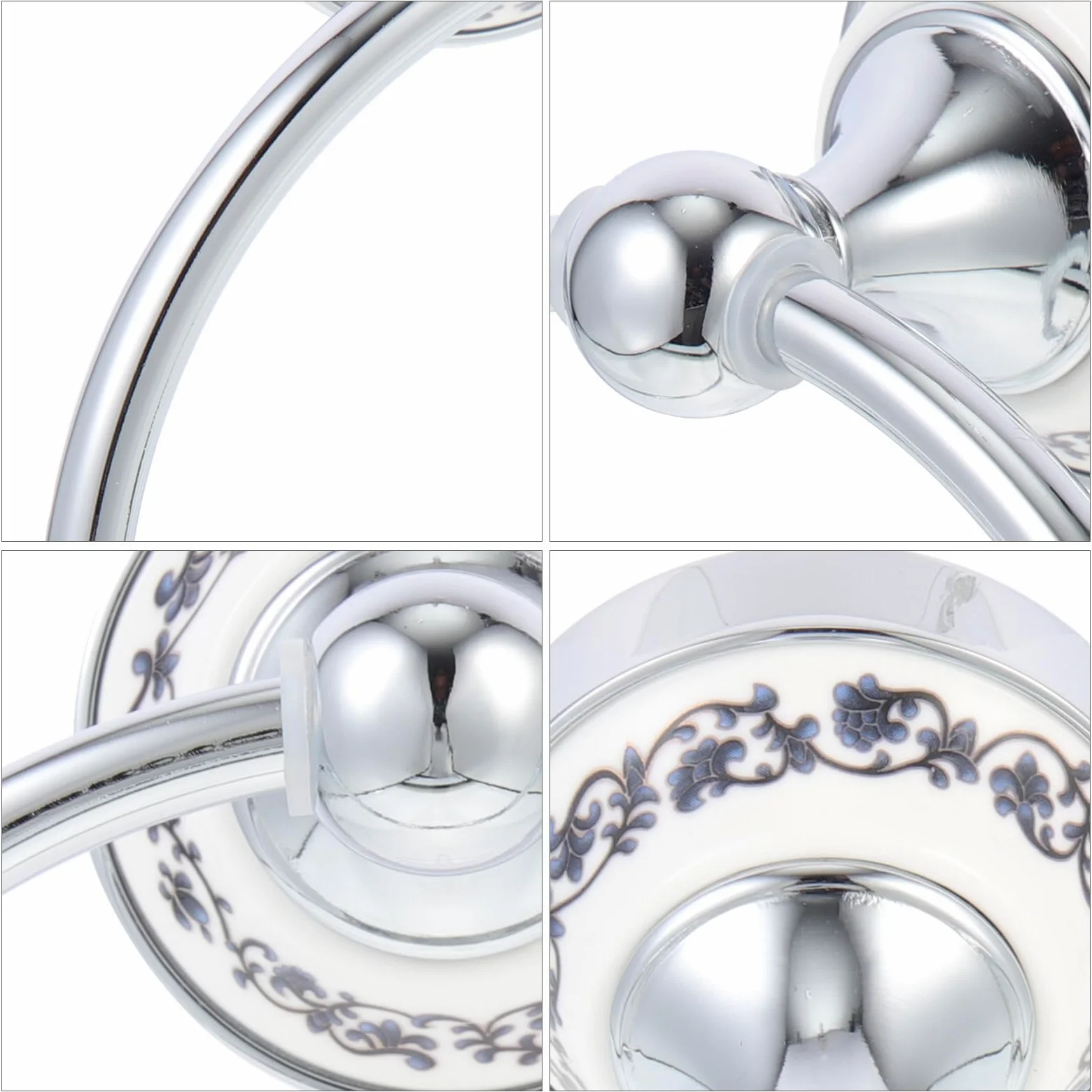 Portasciugamani Argento Inossidabile Mani Anello e Bagno da Acciaio Asciugamani in Ceramica Facile da Installare, per Viso, per Bagni e Camere Ospiti