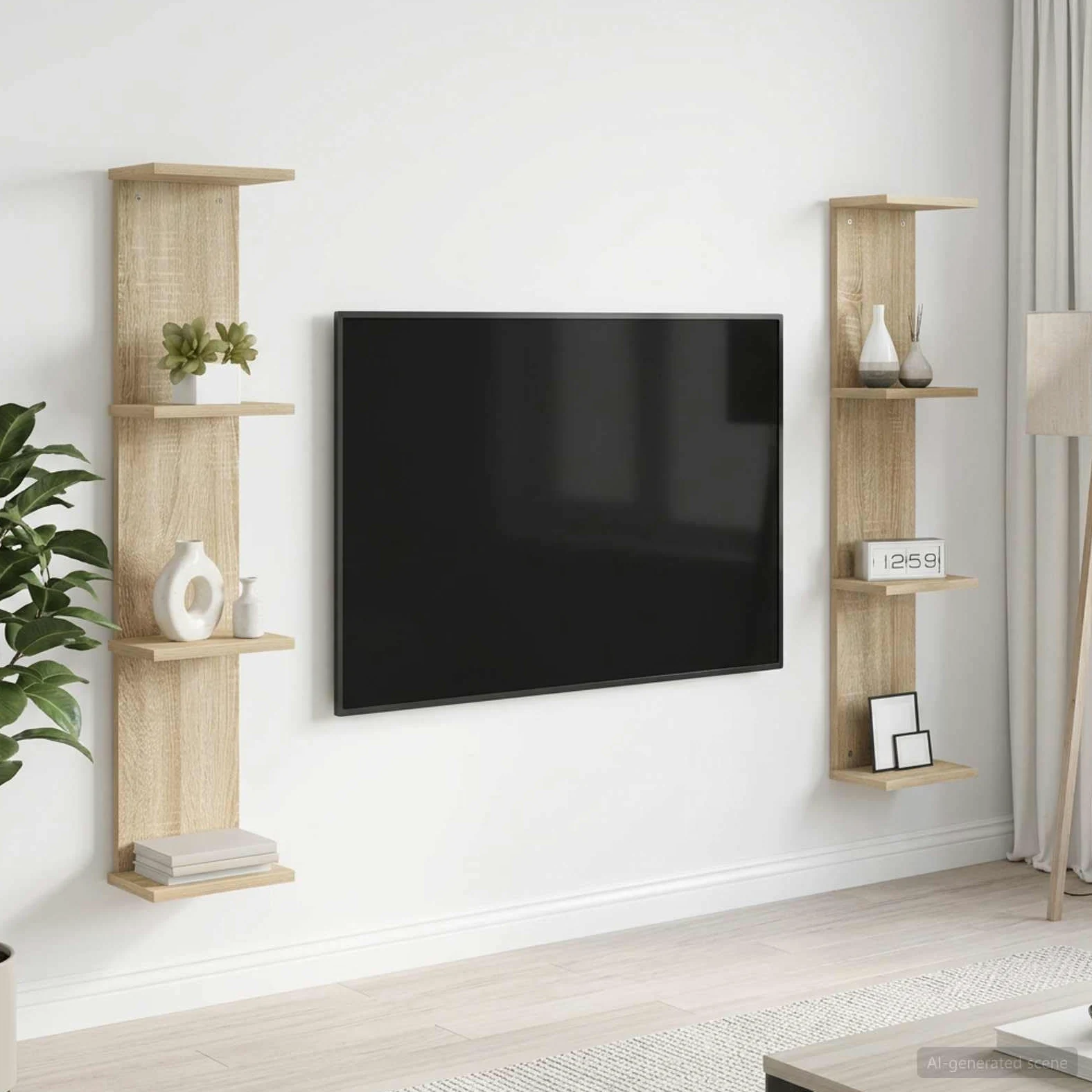 2 mensole da parete in rovere Sonoma, 22 x 15 x 100 cm, per soggiorno, camera da letto, cucina, bagno, corridoio, bambini, ufficio, salvaspazio, decorazione