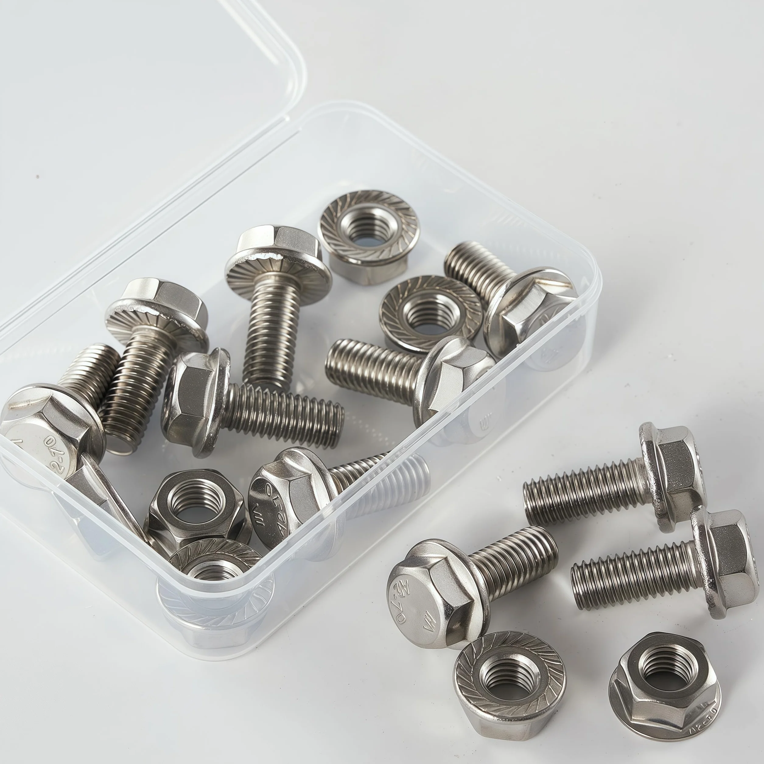 Set bulloni dadi flangia M10 1,5x25 mm acciaio inox 304 A2-70 autobloccanti