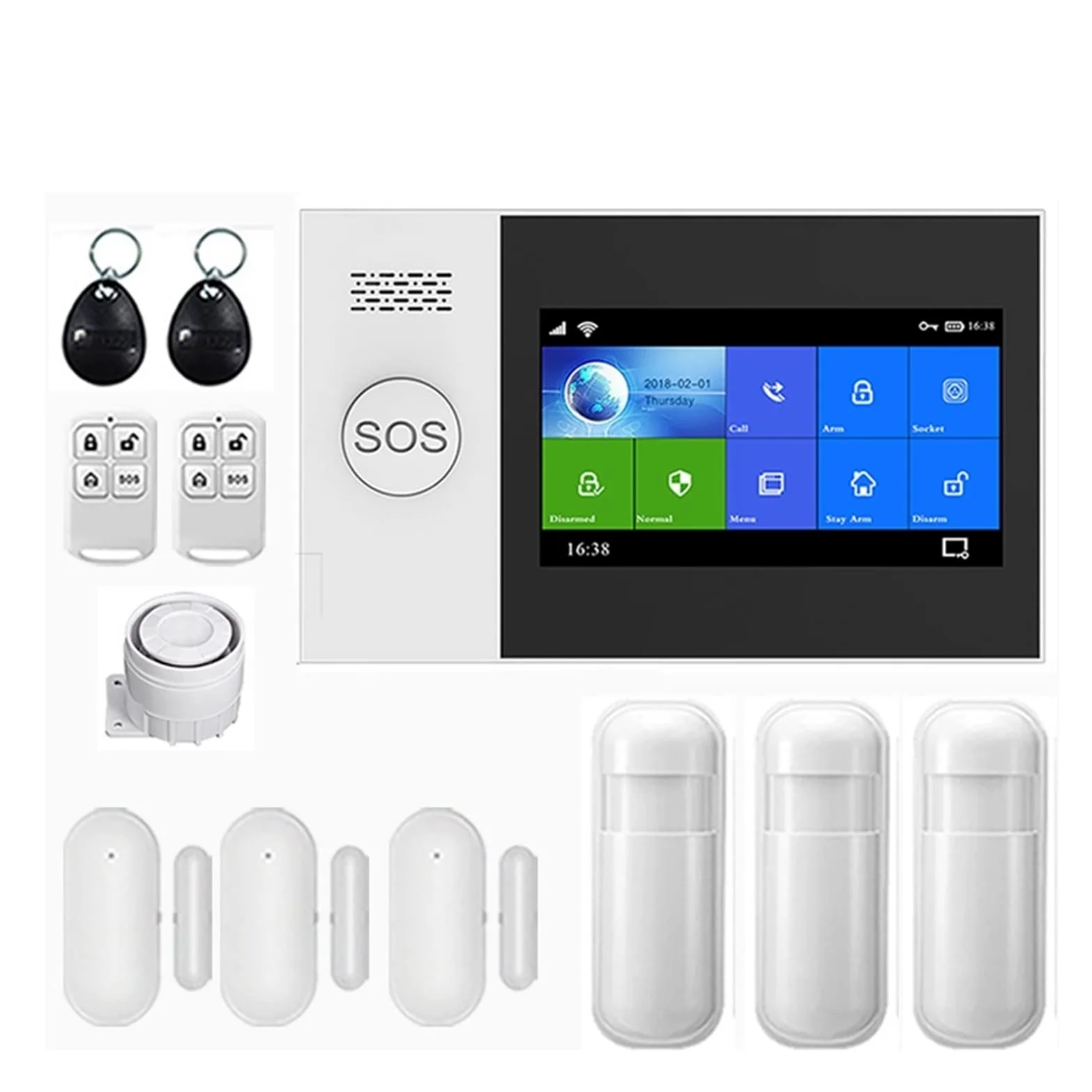 Sistema di Allarme, Tuya Smart Alarm di sicurezza domestica con sensore movimento Sensore porta Rfid Card Kit allarme wireless(D)