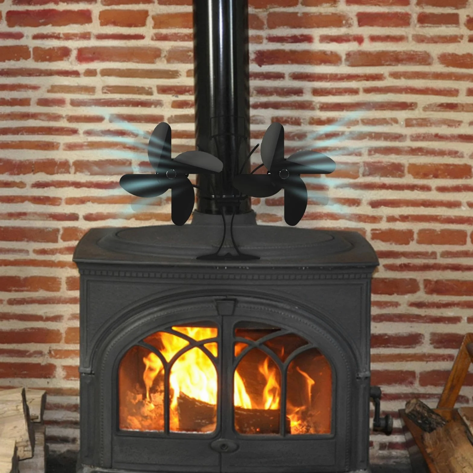 Ventilatore per stufa a legna, in lega di alluminio, 16 x 8 x 19 cm | con distribuzione del calore ultra silenziosa, per stufe a legna, caminetti, bruciatori a legna