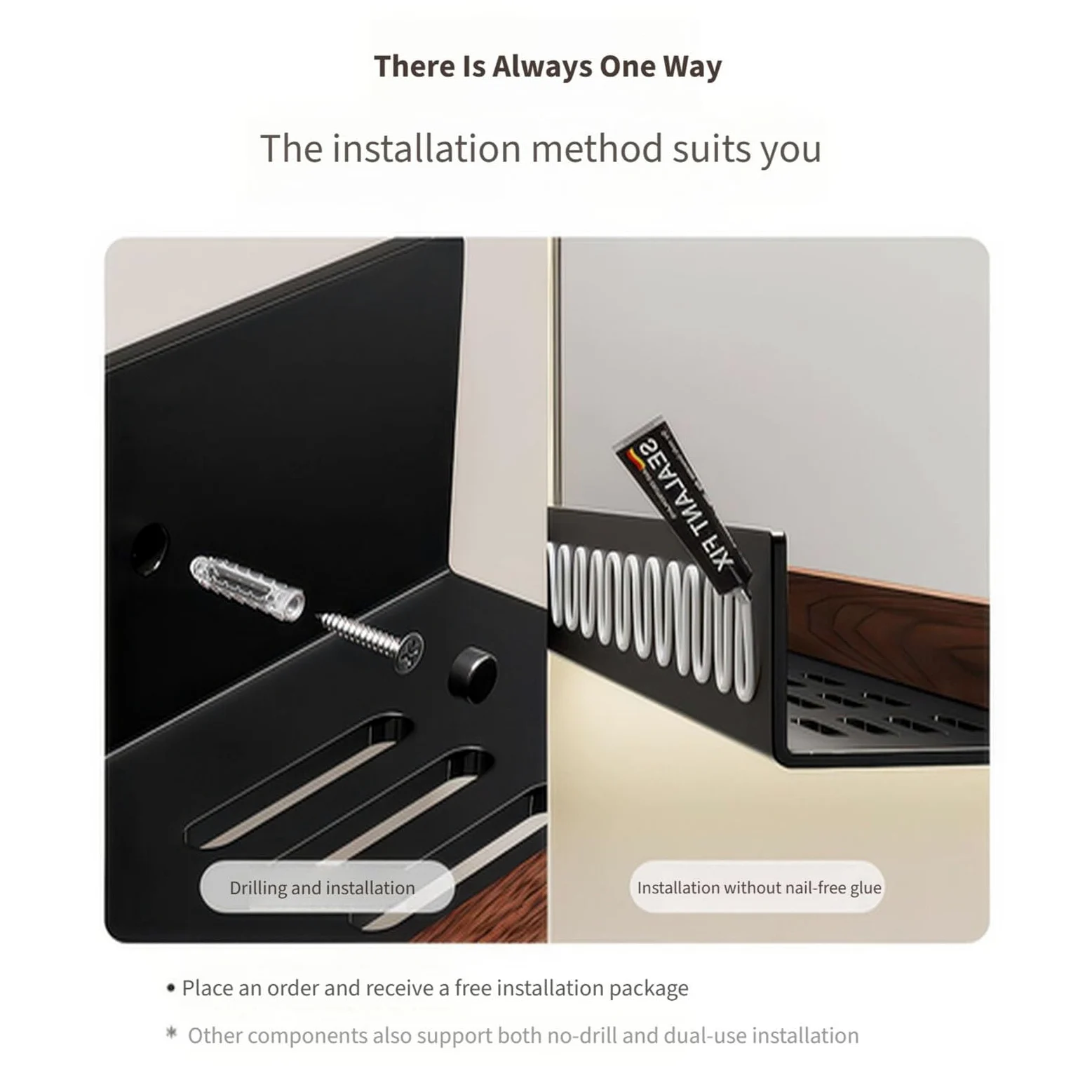 Organizer Da Bagno A Parete Senza Fori, Portasciugamani Doccia In Acciaio Al Carbonio Effetto Legno Per Bagno, Doccia, Cucina(600mm)