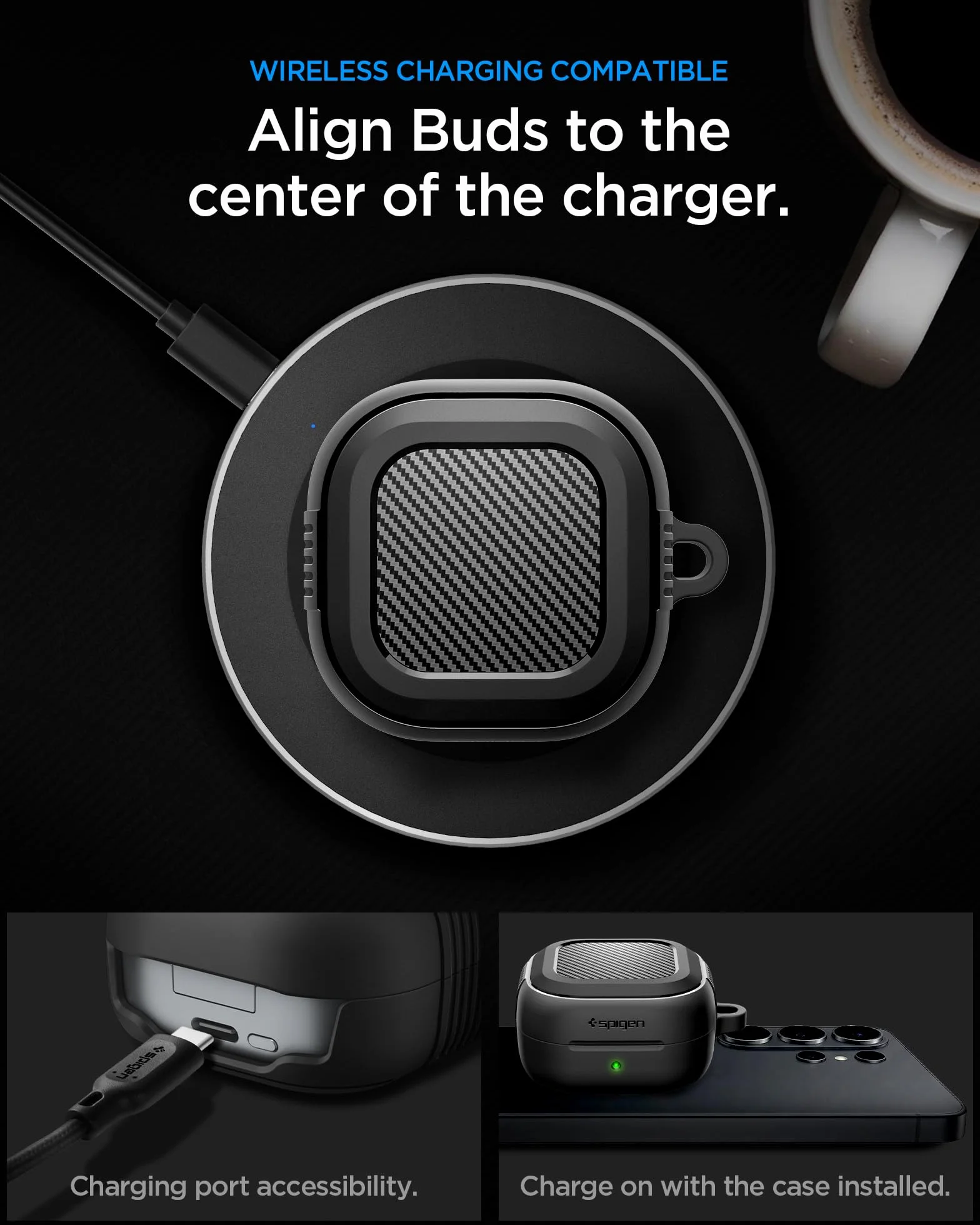 Spigen Cover Rugged Armor Compatibile con Samsung Galaxy Buds 4 Pro/Galaxy Buds 4 (2026) - Nero Opaco