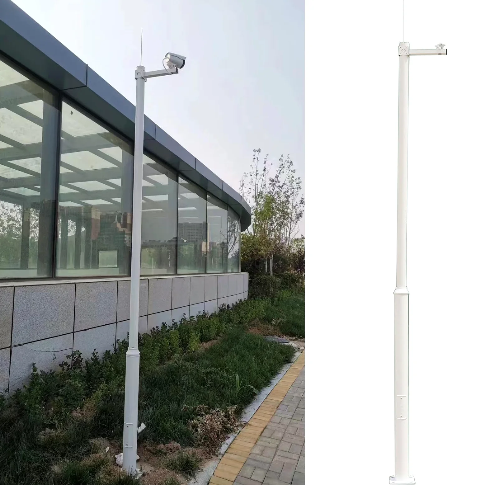 Palo e Braccio Telecamera Sicurezza Palo E Staffa Di Montaggio Della Telecamera Di Sicurezza Universale, Supporto Per Paletti Di Sorveglianza Per Scuola Cortile Portico Patio Passerella(High 3.5m/11.4