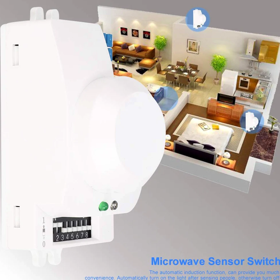 Sensore a Onde, Sensore di Rilevamento del Movimento, Interruttore della Luce di Movimento del Sensore del Corpo Umano Intelligente per Hotel Domestici