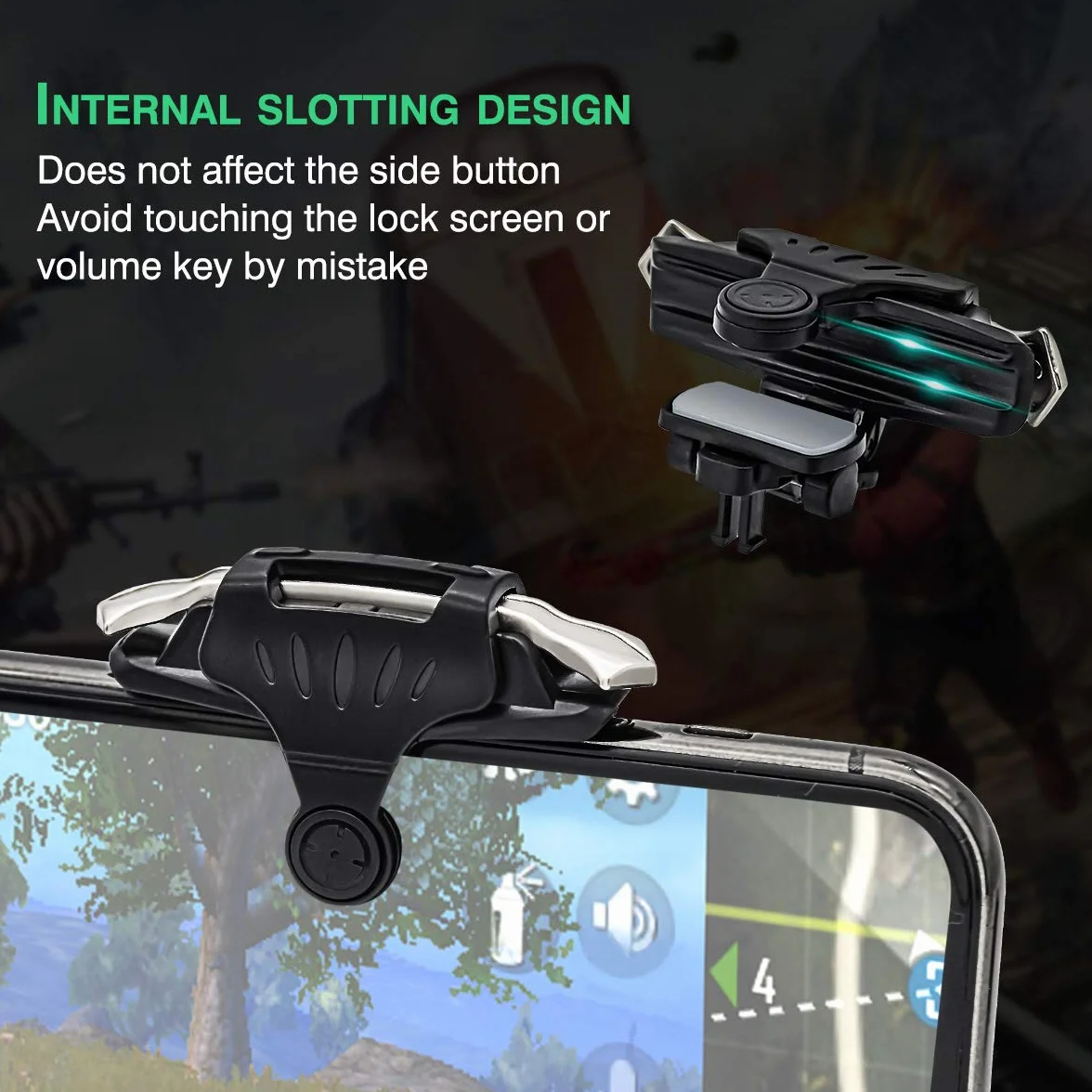 Newseego Trigger di Gioco Mobili PUBG, Controller Sensible per Smartphone L1R1 Pulsante di Gioco di Shoot&Aim Accessori di Telefono per Knives Out/PUBG/Rules of Survival per Android e iOS(1 Paio)-Nero