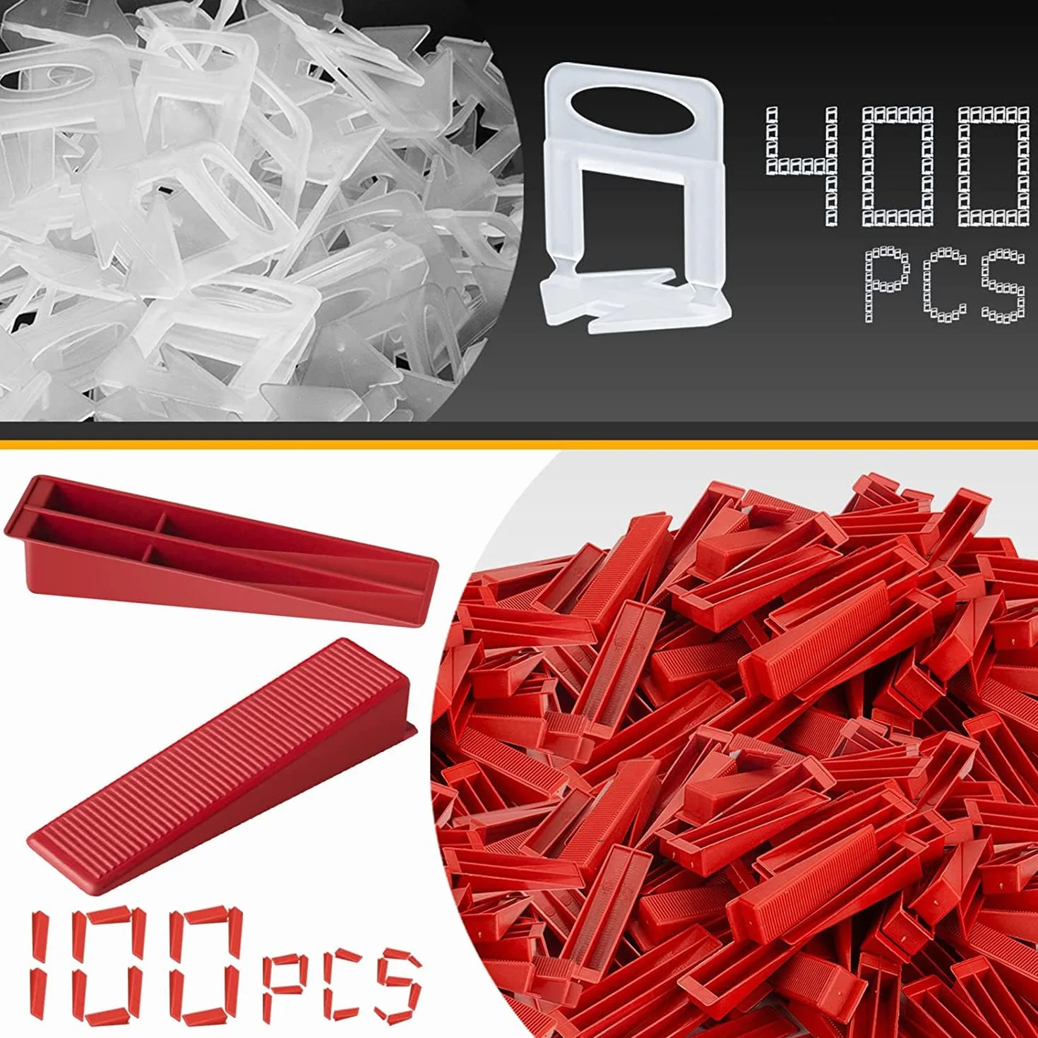 Kit Sistema di Livellamento Piastrelle 3mm 400 Distanziatori 100 Cunei 1 Pinza 3-12mm