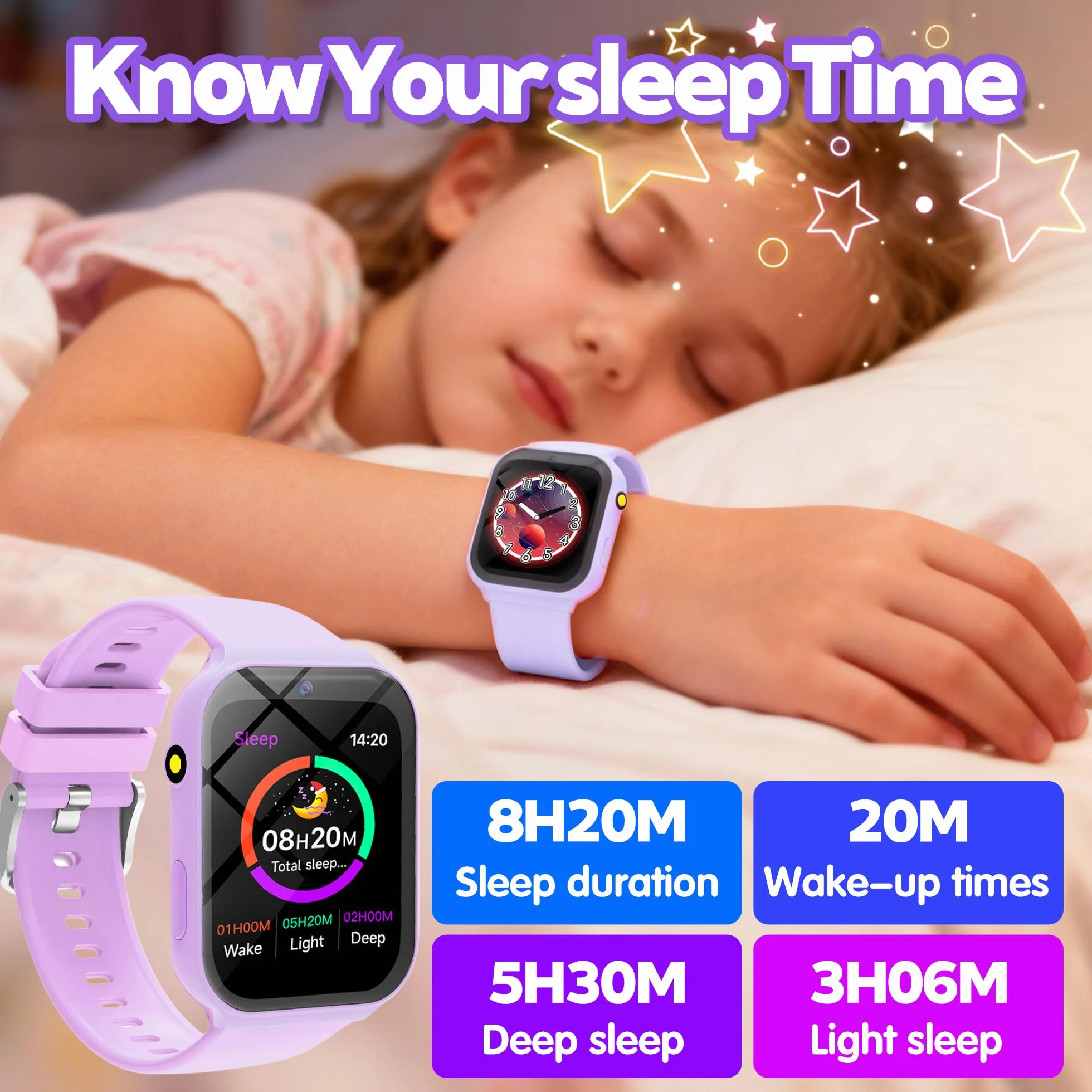 Smartwatch Bambini, 1.83" Orologio Smartwatch Bambini Fitness Tracker con 18 Giochi Fotocamera Contapassi Sveglia Monitor del Sonno Impermeabile Regali di Natale e Compleanno per Ragazza Ragazzo