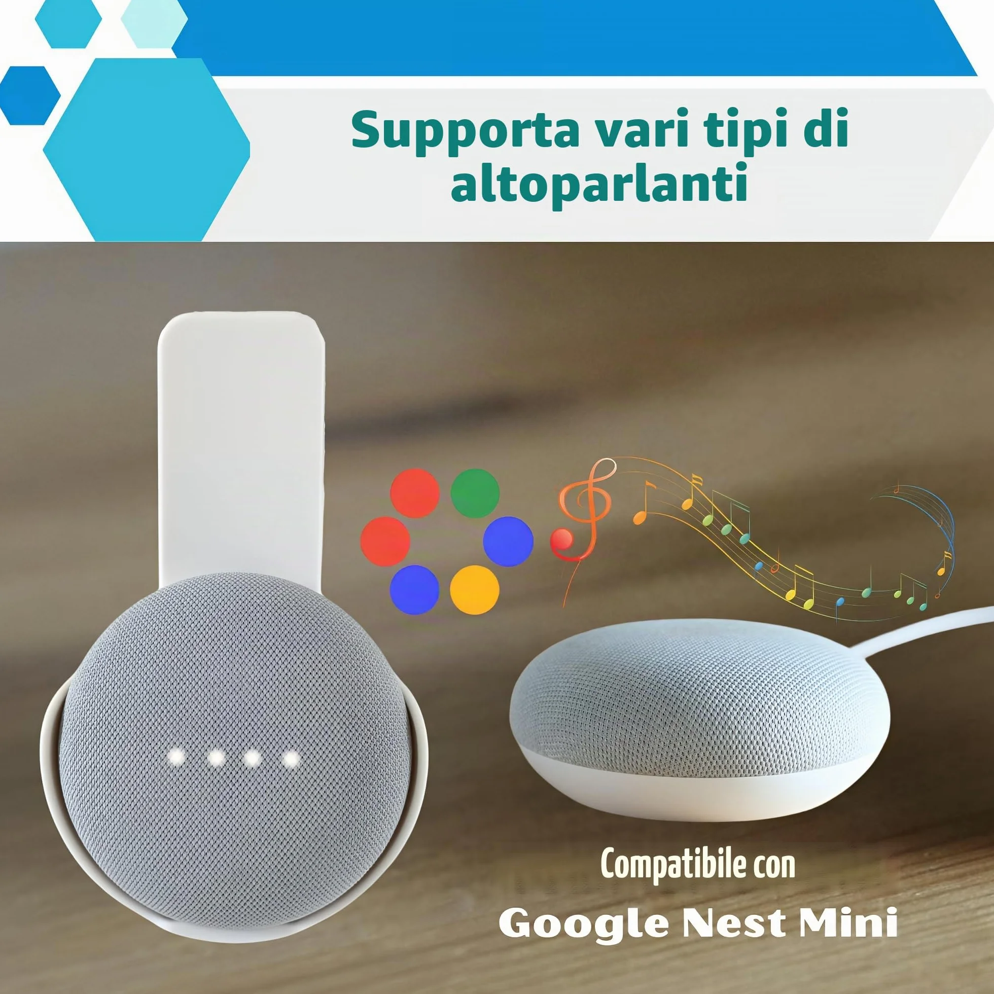 Sintron Supporto da Parete per Echᴏ Pop, Supporto per Altoparlante Intelligente, Staffa Salvaspazio per Presa, Nessuna Vite o Foratura, Gestione Cavi Integrata, Compatibile con Google Nest (Bianco)